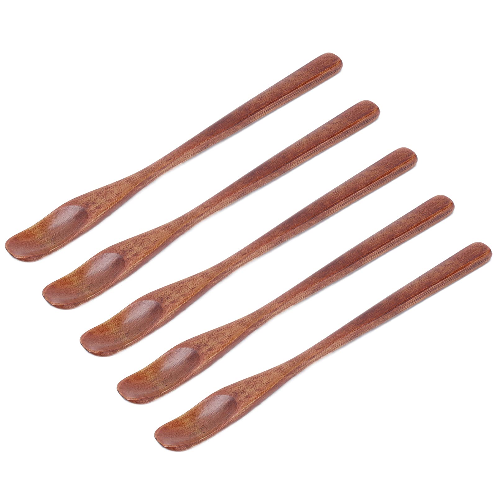 5Pcs Wooden Iced Tea Spoons - Long Handle Small Condiment Spoons for Kids, Home & Kitchen Use - Perfect for Tea Parties, Desserts, and Baby Food