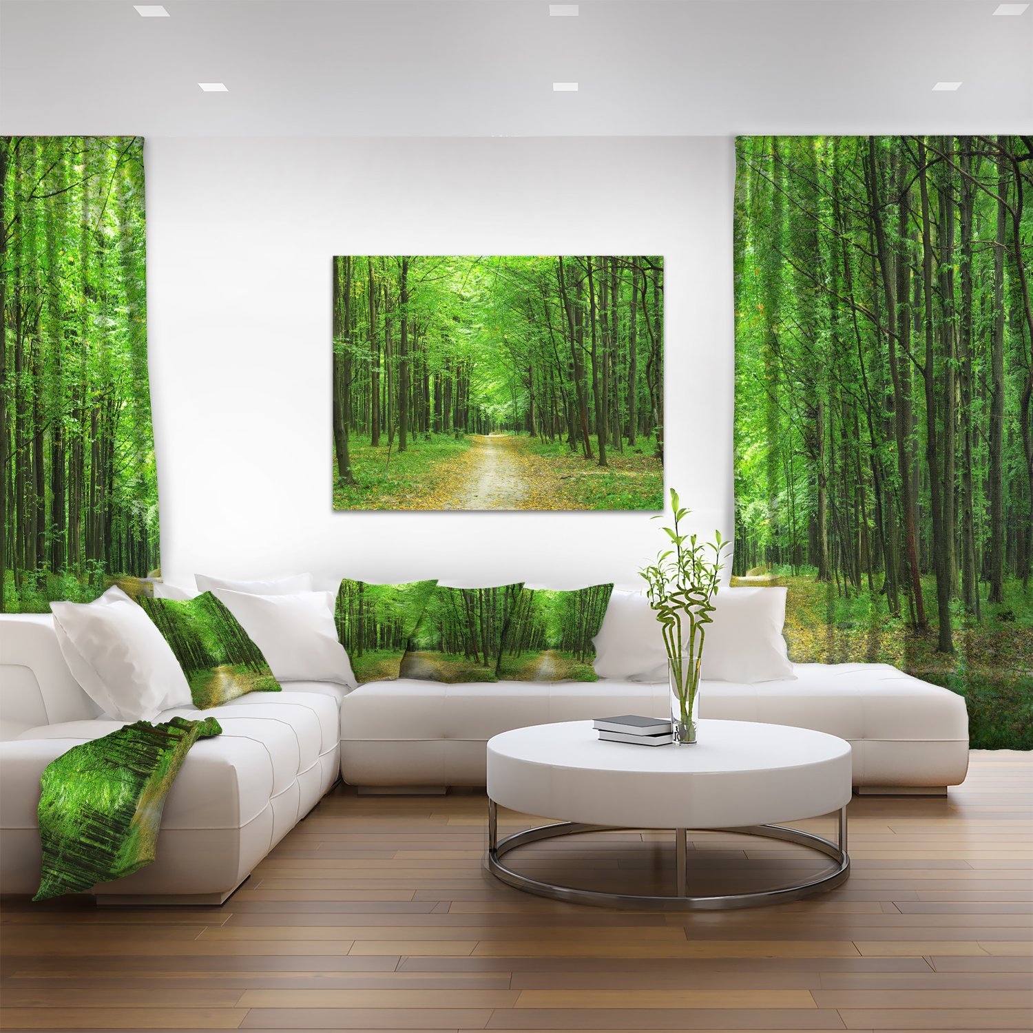 Green Forest Pathway Landscape Photography Canvas Print - Nature Wall Art for Living Room, Bedroom & Office Decor