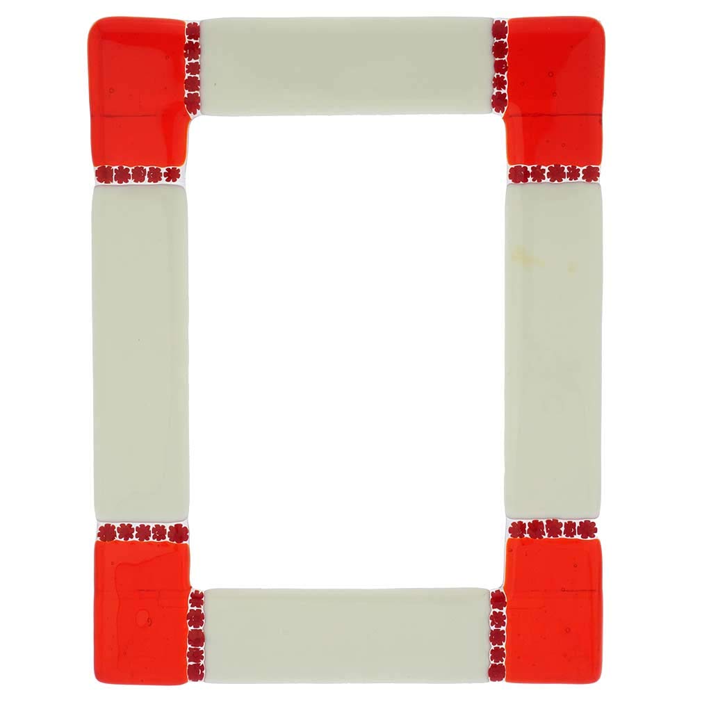 GlassOfVenice Authentic Murano Glass Photo Frame - Ducale Red & White Design - 4x6 Inch Picture Frame - Perfect for Wedding Photos, Home Decor & Italian Gift Ideas