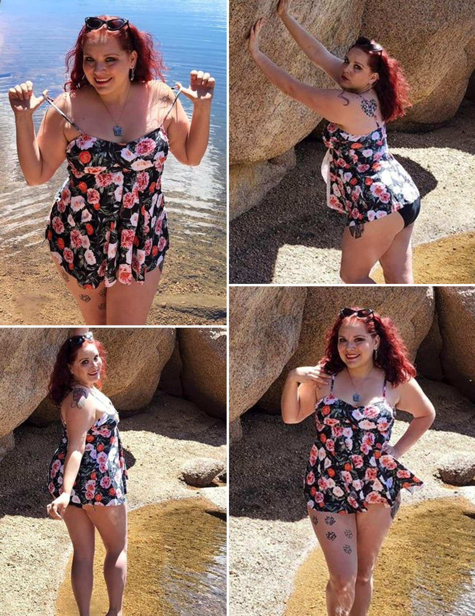 ADOME Women's Printed Tankini Bikini Set - Tummy Control Swimwear for Beach