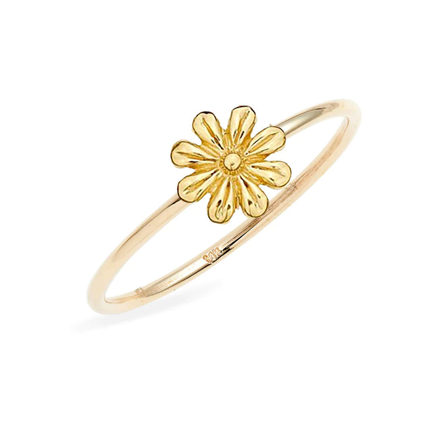 14K Gold Daisy Flower Ring for Women - Elegant Floral Jewelry Gift for Her - Perfect for Weddings, Anniversaries & Everyday Wear