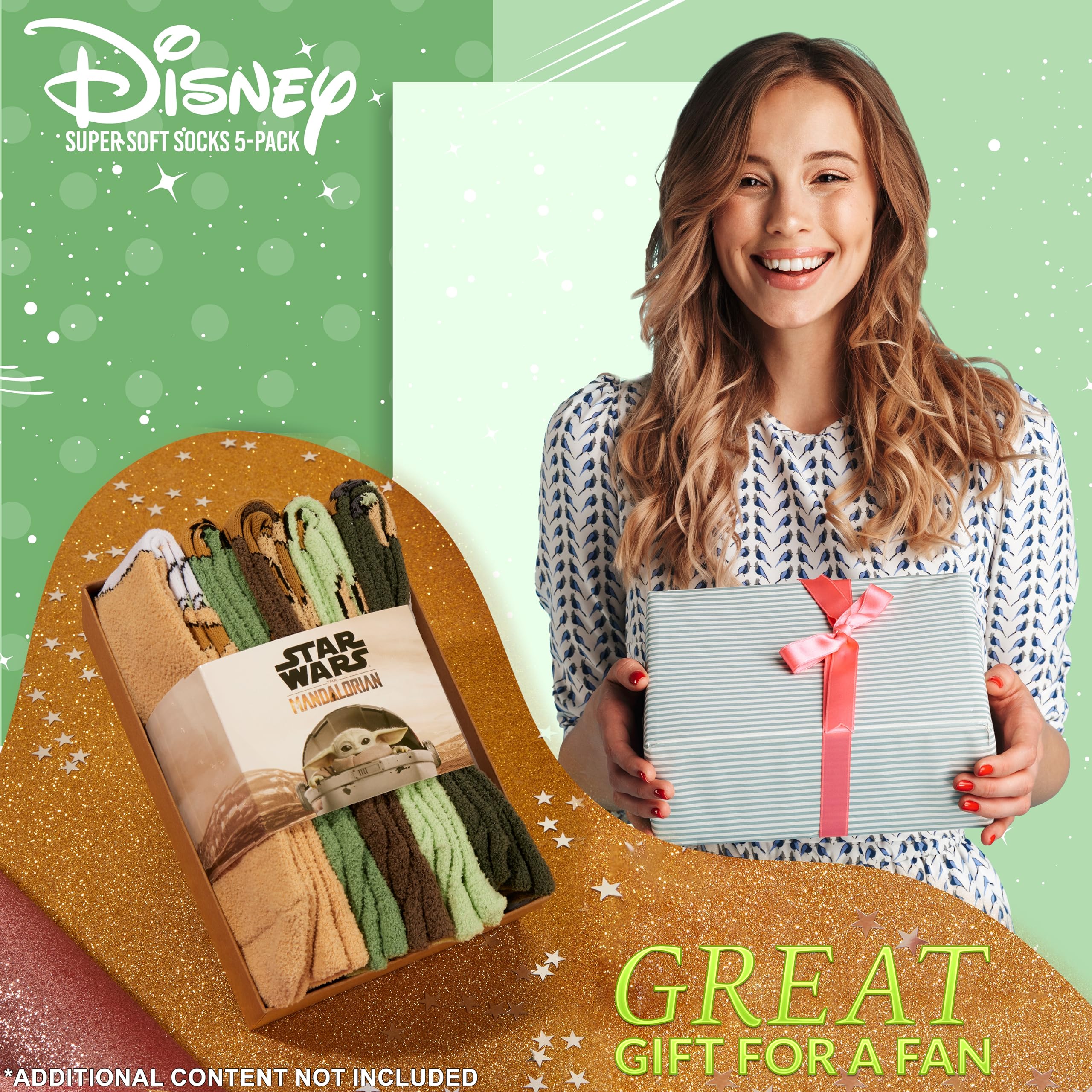 Disney The Mandalorian Fluffy Socks for Women & Teens - 5 Pack Baby Yoda Themed Warm Winter Slipper Socks (One Size) - Perfect Gift for Star Wars Fans, Christmas Presents & Cozy Home Wear