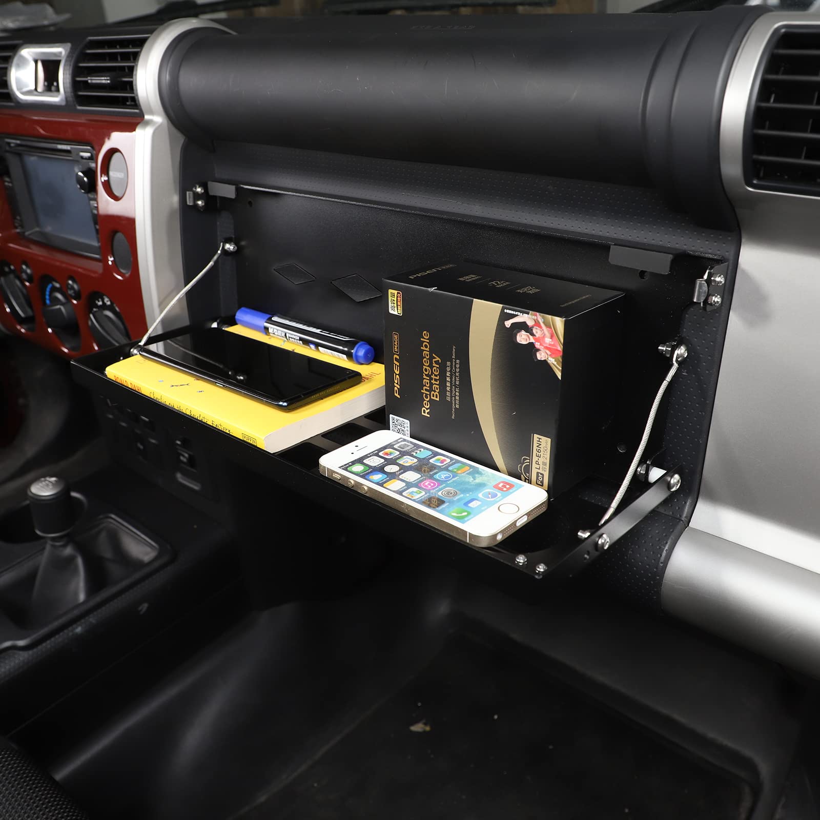 Aluminum Alloy Car Organizer Tray for Toyota FJ Cruiser 2007-2021 - Multi-Function Storage Rack for Phone, Keys & Tools - Perfect for Road Trips & Daily Commuting