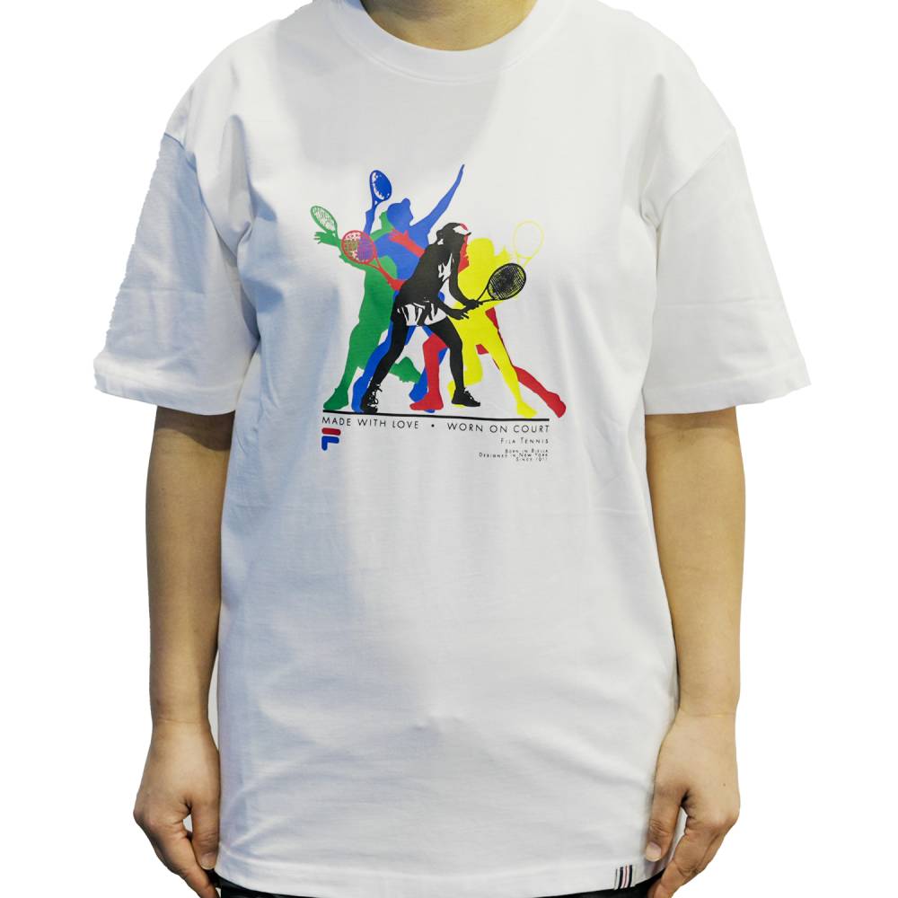 Fila Unisex Player Graphic T-Shirt - Soft Cotton Short Sleeve Tee for Men & Women (White) - Casual Wear, Street Style, Gym & Everyday Outfits