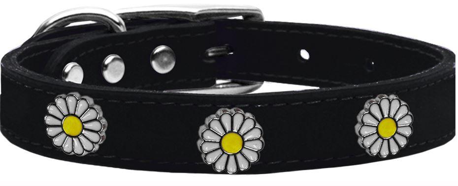 Premium Faux Leather Dog Collar with Daisy Flower Design - Adjustable Pet Collar for Small Medium Large Dogs - Perfect for Daily Walks, Training, and Fashion Accessories