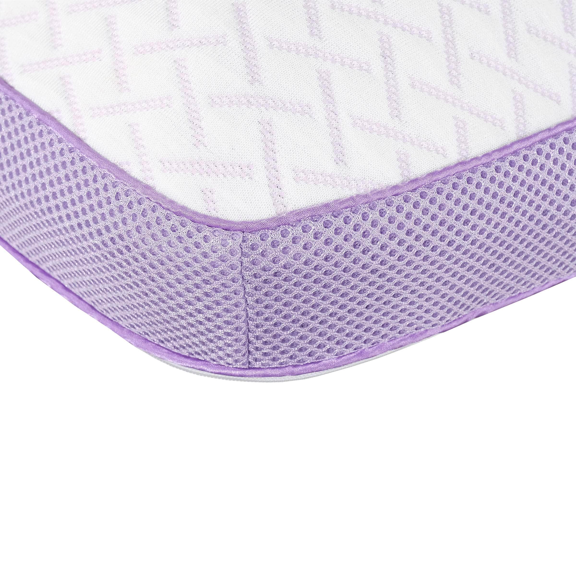 Serenity Lavender Infused Memory Foam Pillow - Orthopedic Neck Support for Side, Back & Stomach Sleepers - White & Purple Soothing Aromatherapy Pillow for Better Sleep & Stress Relief