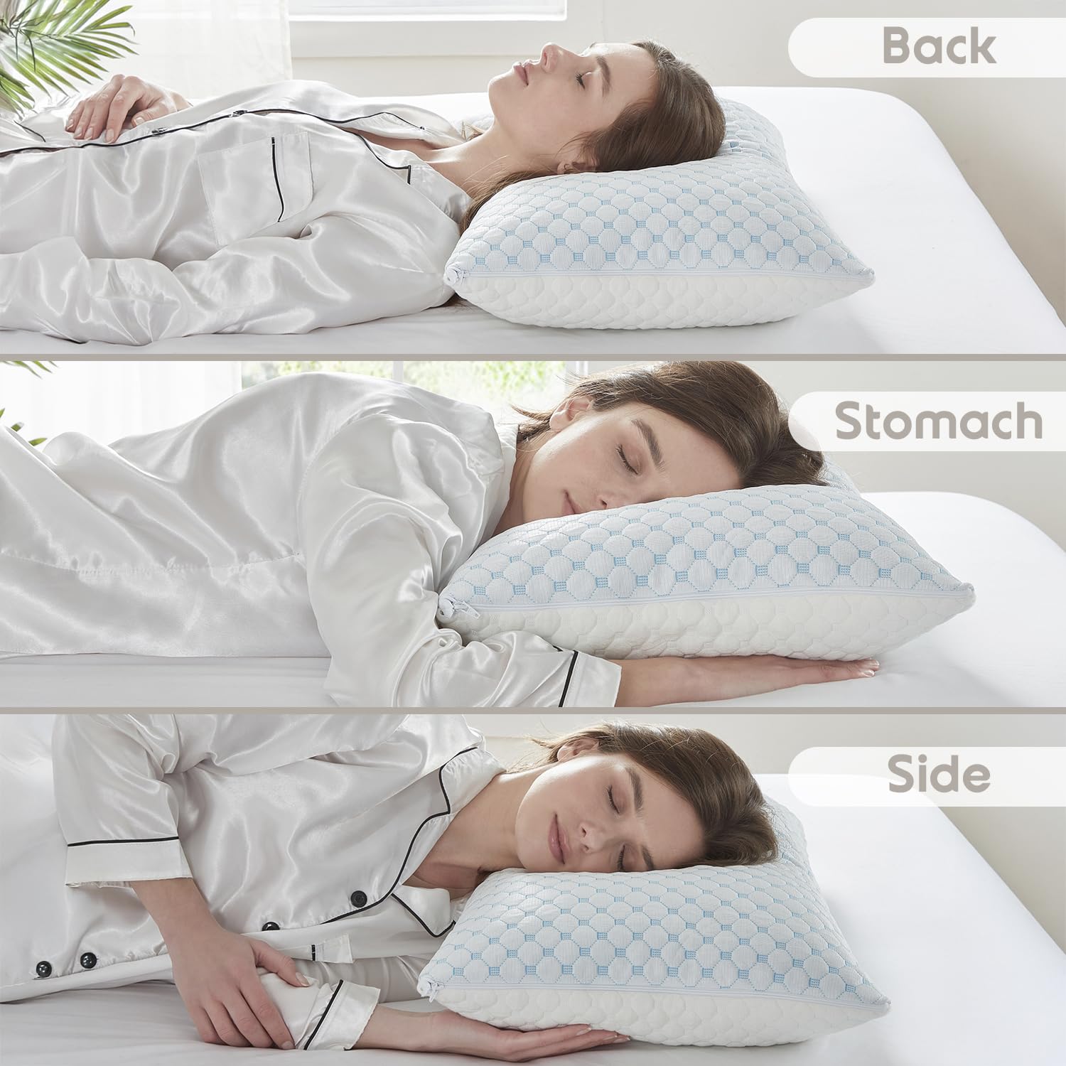 Nestl Cooling Pillows Standard Size Set of 2 - Gel Infused Shredded Memory Foam Pillow for Side, Back & Stomach Sleepers - Adjustable, Breathable & Washable Cool Bed Cover (20”x26”) - Perfect for Hot Sleepers & Night Sweat Relief