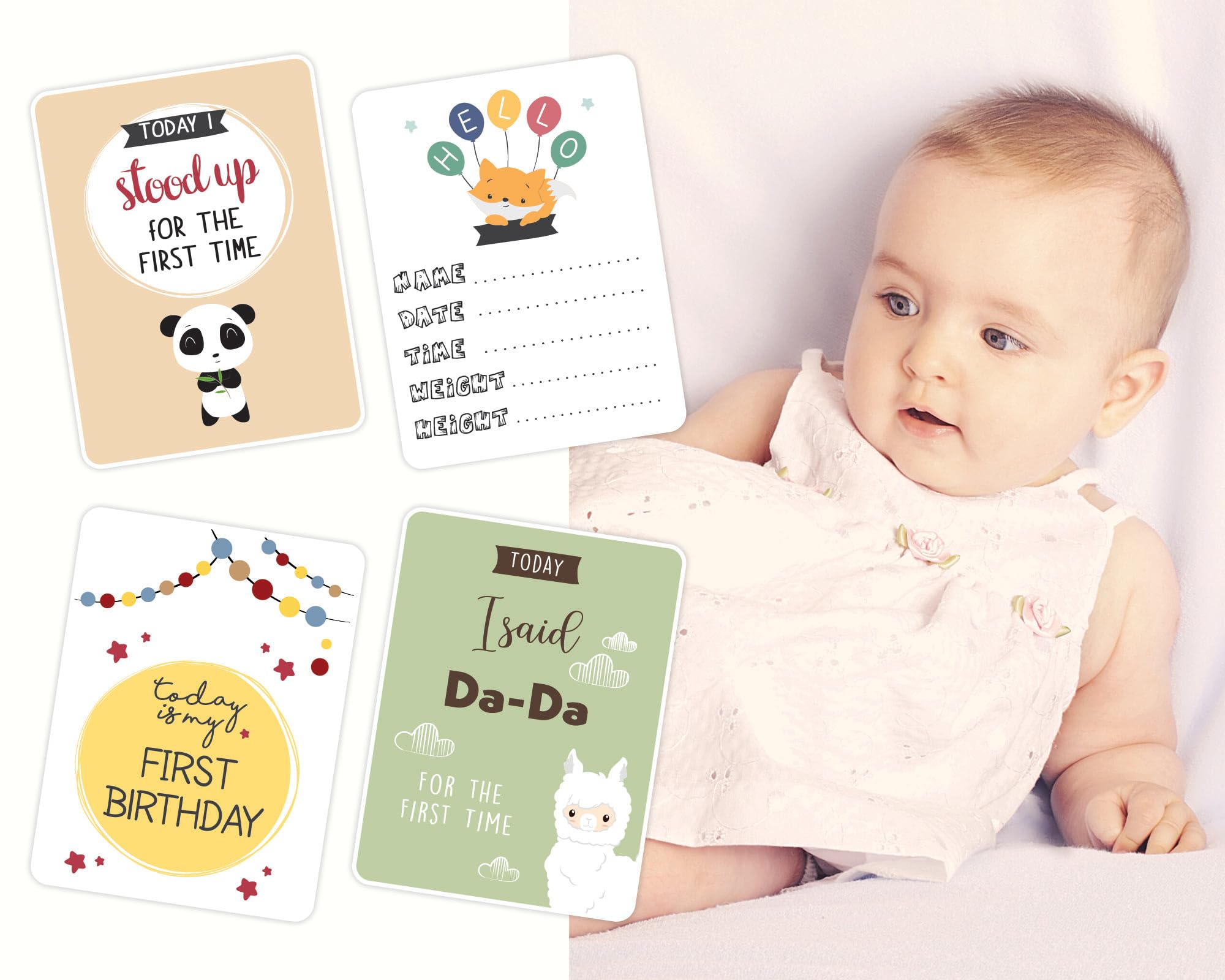 Baby Flash Cards for 0-12 Months - 28 Double-Sided Milestone Learning Cards for Newborns & Toddlers - Perfect for Early Education, Sensory Play & Parent-Child Bonding