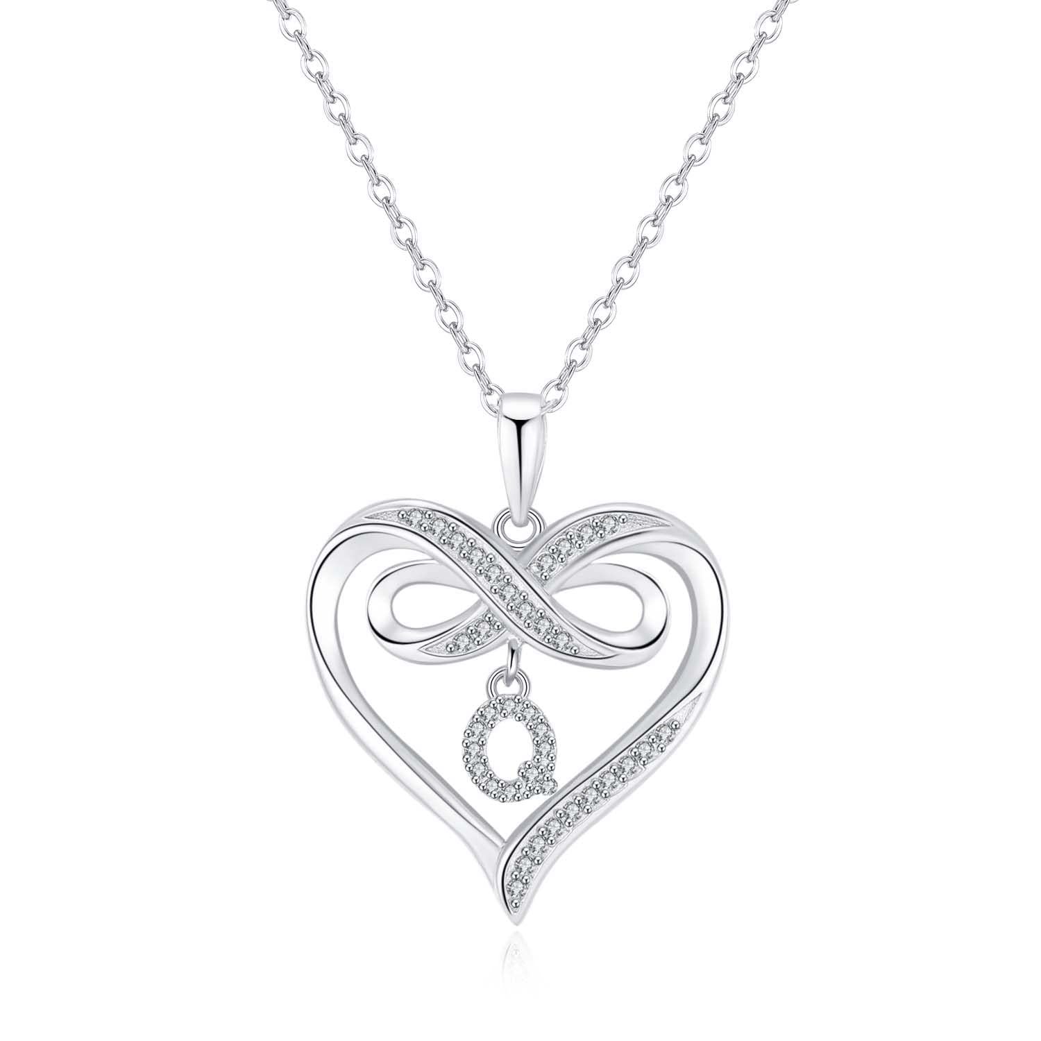 Infinity Heart Initial Necklace for Women - 925 Sterling Silver Personalized Name Necklace | Dainty Heart Pendant Gift for Teen Girls, Wife, Daughter | Perfect for Valentine's Day, Anniversary & Birthday Gifts