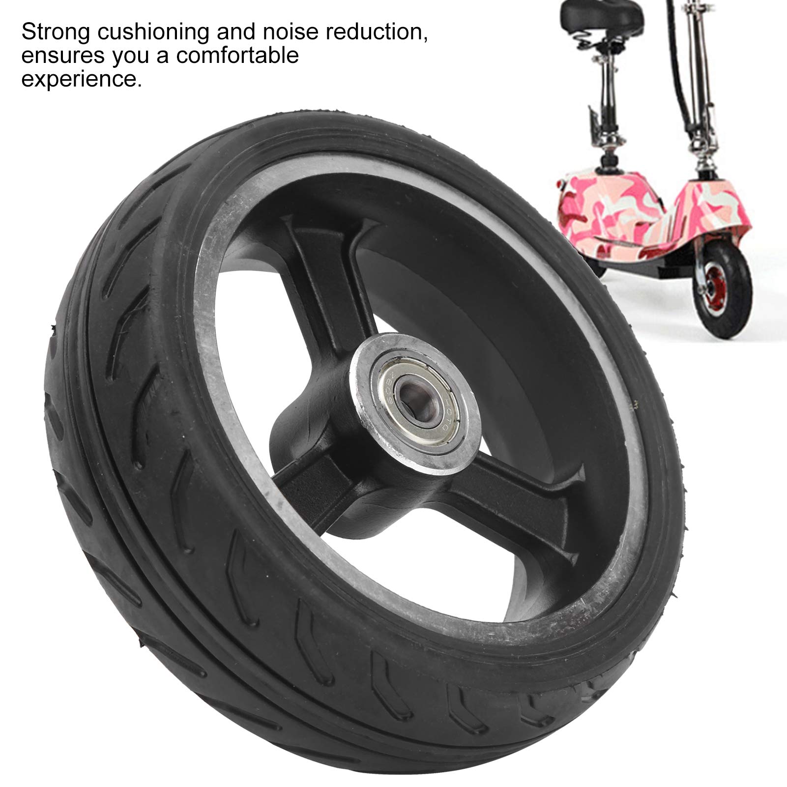 5 Inch Solid Rubber Tires for Electric Scooter - Anti-Skid Replacement Wheels with Rim Set | Durable E-Scooter Tire Upgrade for Commuting & Urban Travel