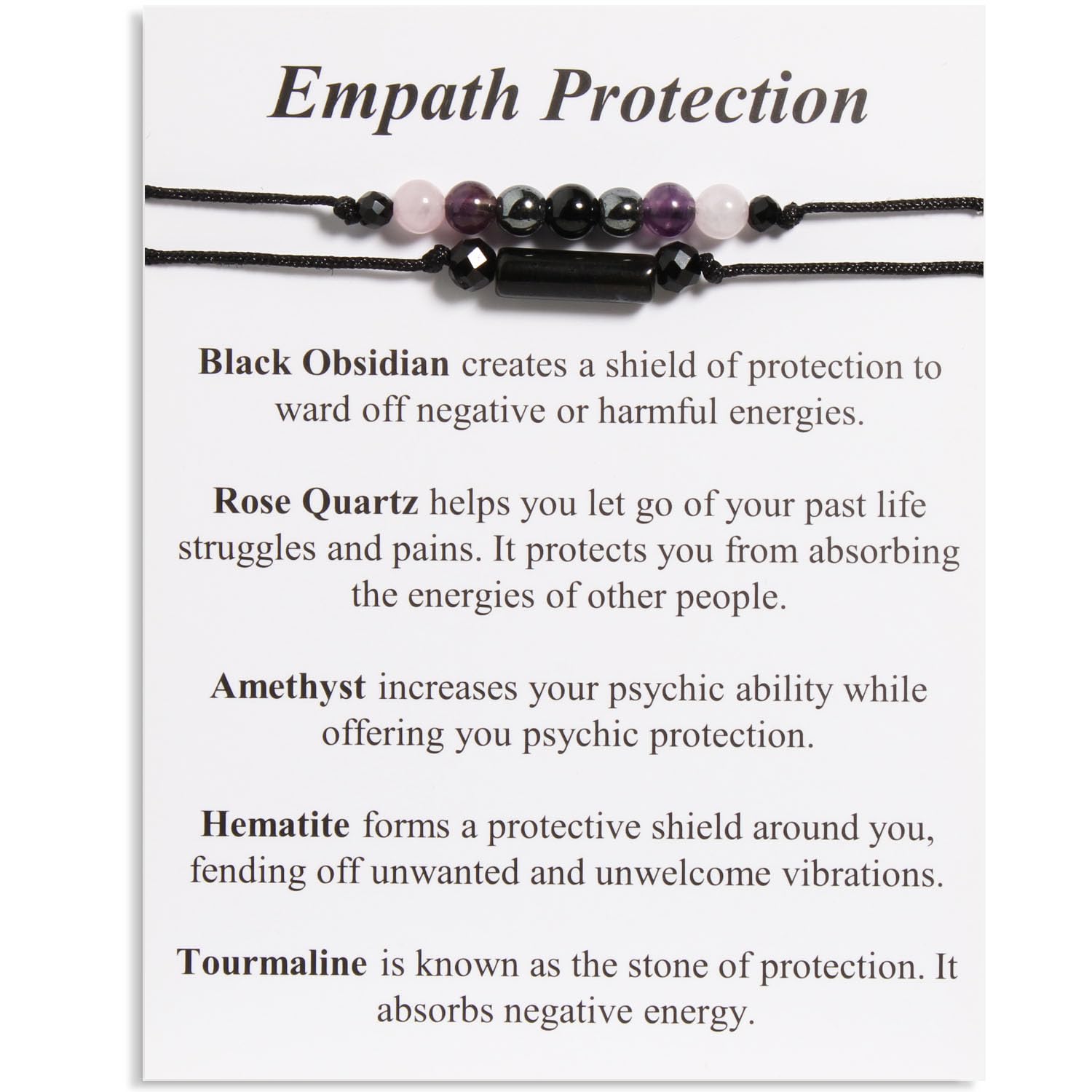 Triple Protection Bracelet - Black Tourmaline & Obsidian Negative Energy Blocker for Women & Men | Spiritual Healing Jewelry | Perfect Gift for Birthday, Meditation & Stress Relief