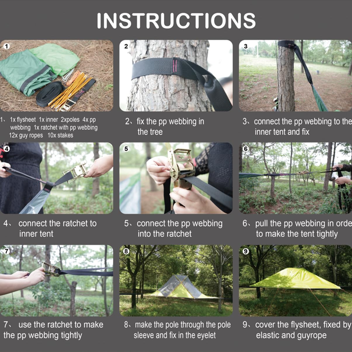 Portable Camping Hammock - Large Family Size Outdoor Tree Tent for Hiking, Backpacking & Travel - Lightweight & Durable (Green) - Perfect for Camping, Beach Lounging & Backyard Relaxation