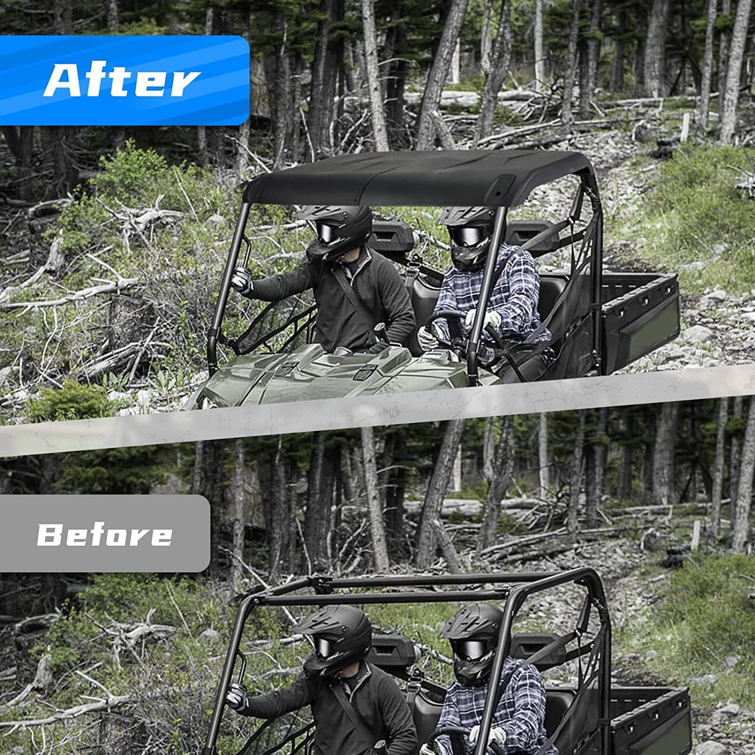 KEMIMOTO 570 Full Size Hard Plastic Sport Roof - 2-Piece Design for 2016-2025 Polaris Ranger 570 | Durable ATV UTV Accessory for Off-Roading & Outdoor Adventures