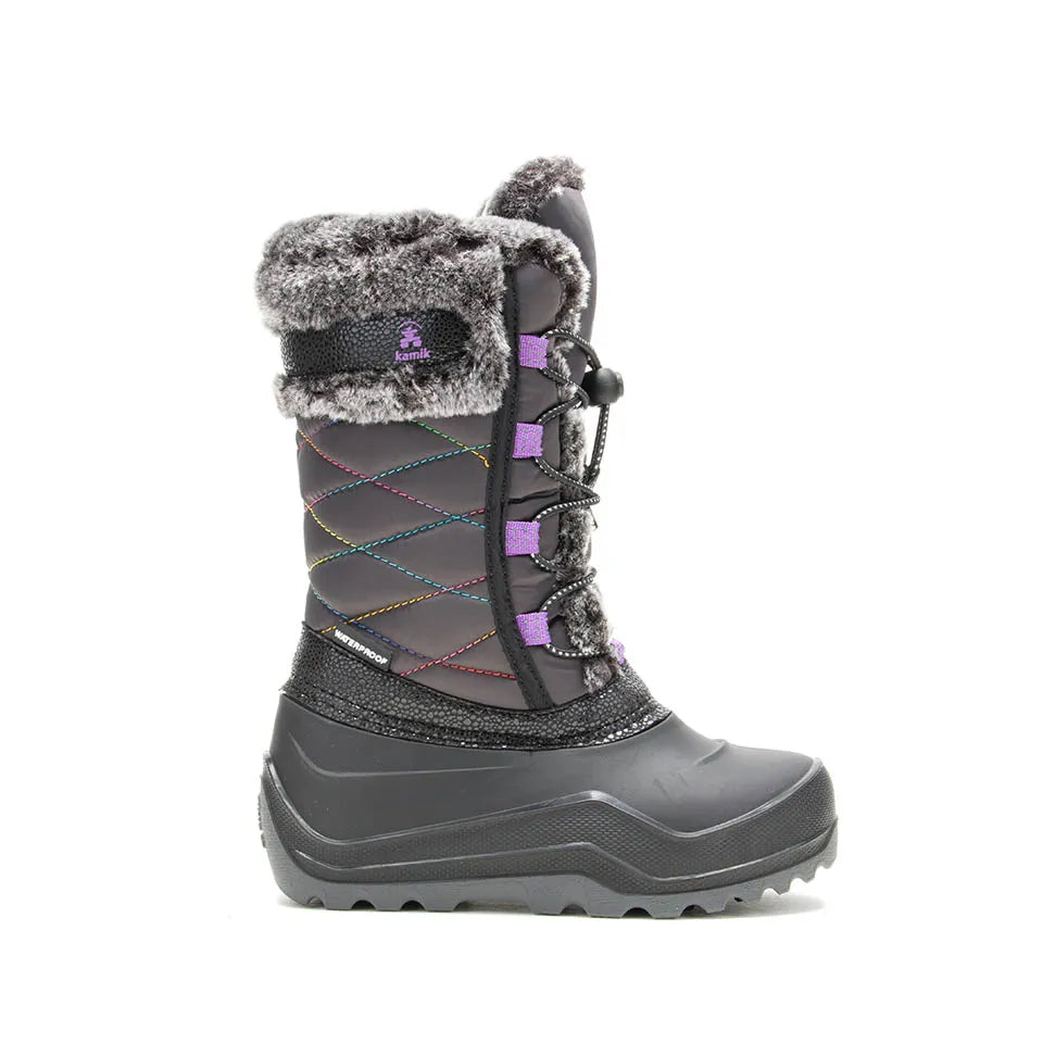 Kamik Charcoal/Orchid Star 4 Youth Boots - Waterproof Winter Snow Boots for Kids & Teens - Perfect for Snow Play, Hiking & Outdoor Adventures