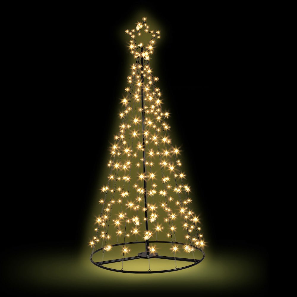 2.1M (7ft) Solar Powered Christmas Tree with 264 Warm White LED Lights - Perfect for Indoor & Outdoor Holiday Decorations