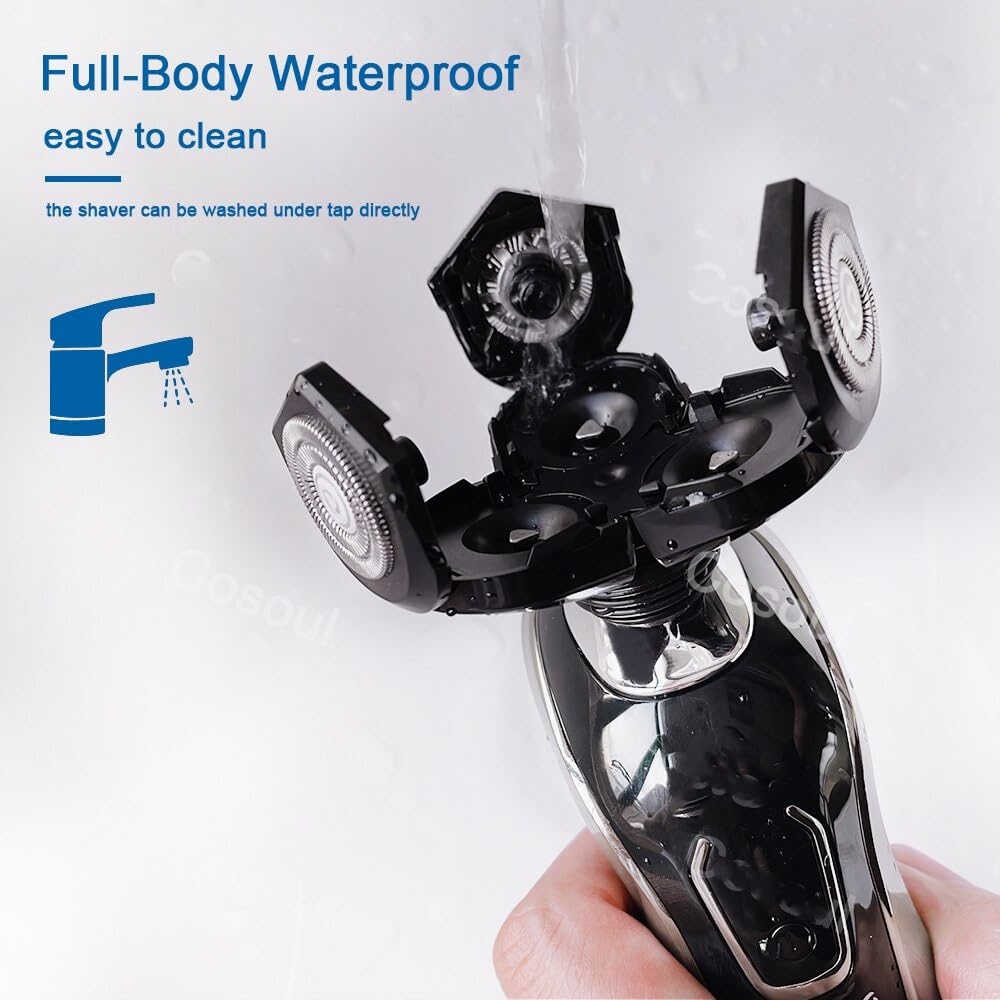 Men's Electric Head & Beard Shaver - Powerful Rechargeable Waterproof Shaving Machine with Bonus Replacement Head | Perfect for Travel, Gym & Daily Grooming
