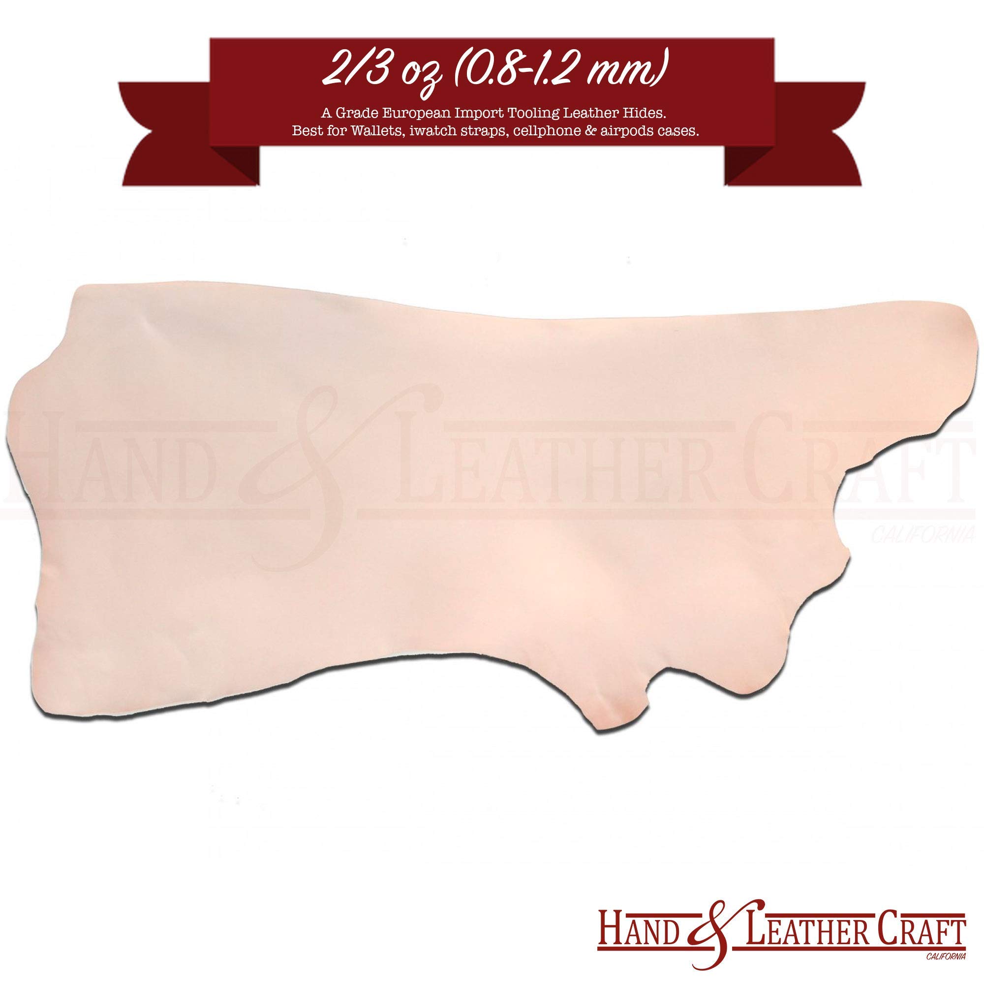 Premium 2/3oz (0.8-1.2mm) A-Grade Vegetable Tanned Leather Hide - Full Grain Thin Leather for Wallets, Belts & DIY Crafting - Perfect for Leatherworking, Bookbinding & Handmade Accessories