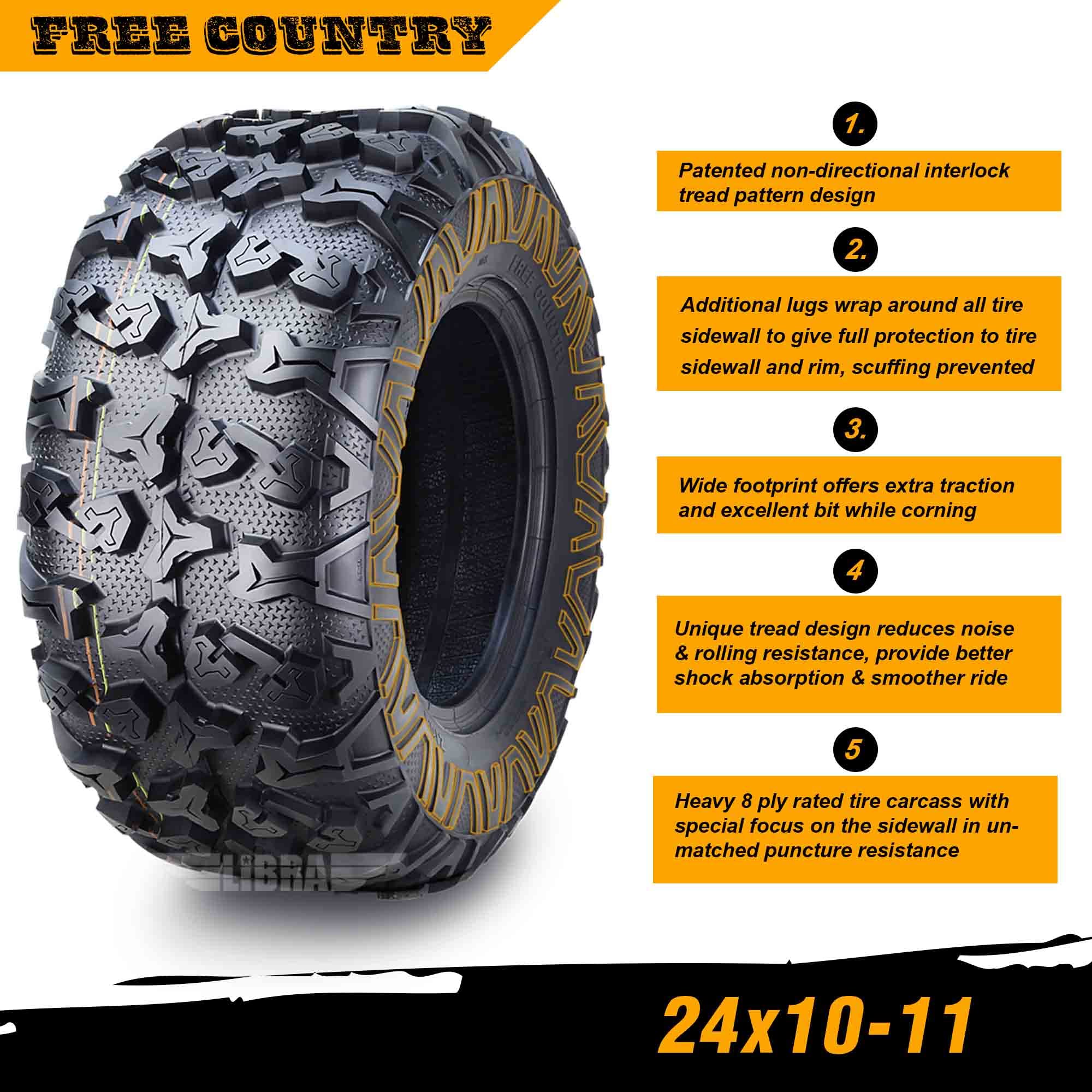 Premium 8PR ATV/UTV Tires 24x10x11 - Heavy Duty All-Terrain Tires for 1995-2003 Honda FORMAN TRX400 - Perfect for Off-Roading, Mudding & Farm Work