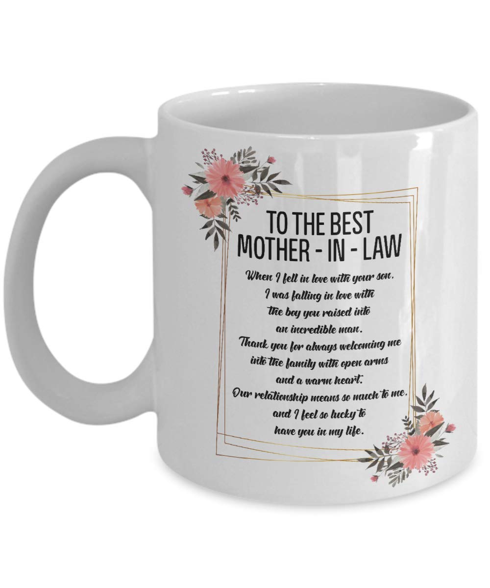 Best Mother-in-Law Coffee Mug - Heartwarming Gift for Mother's Day, Birthday Present for Men & Women - Perfect for Coffee Lovers & Special Occasions