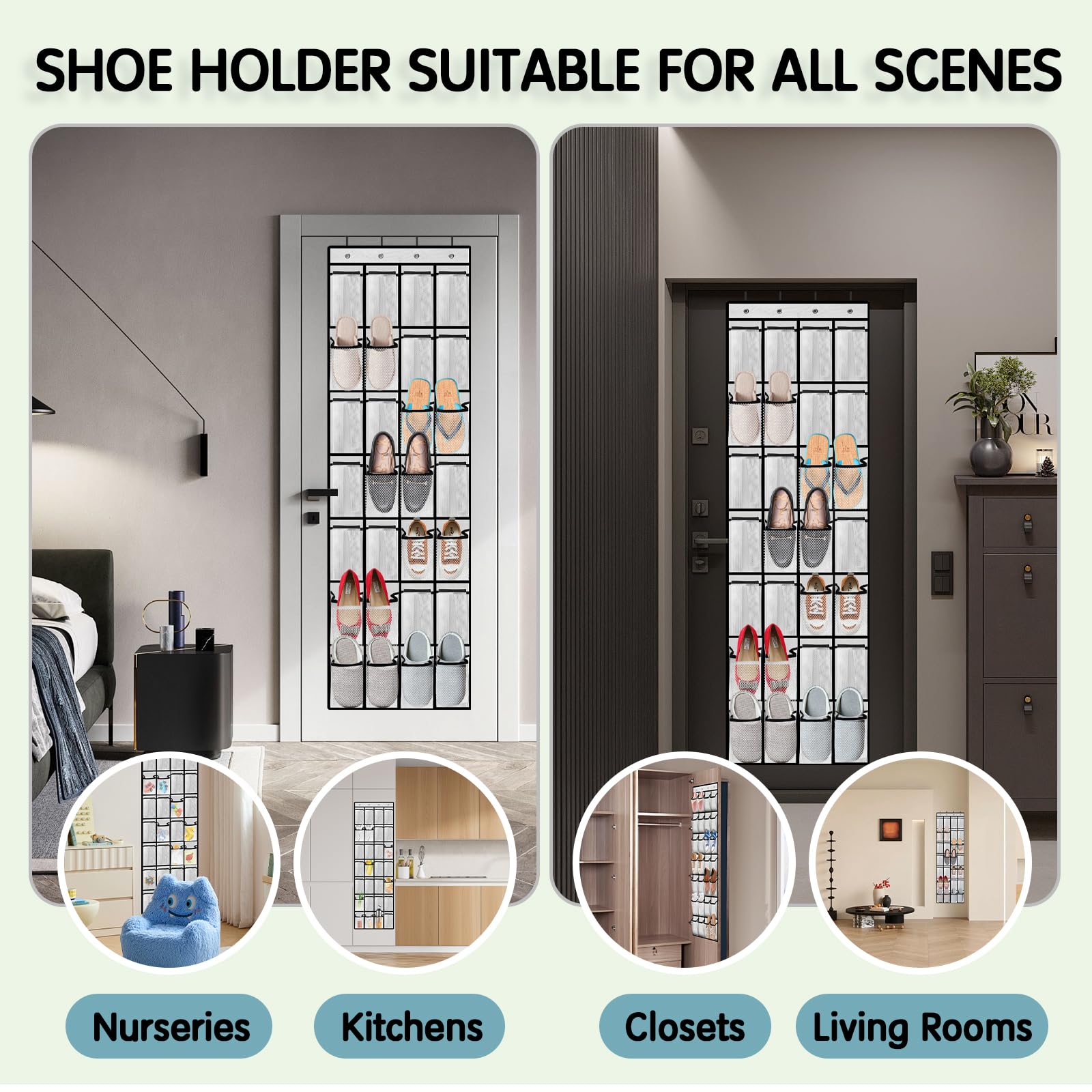 28-Pocket Breathable Mesh Over-The-Door Shoe Organizer for Men & Women - Space-Saving Closet Storage Solution for Sneakers, Heels & Boots | Perfect for Bedrooms, Dorms & Small Apartments (White)