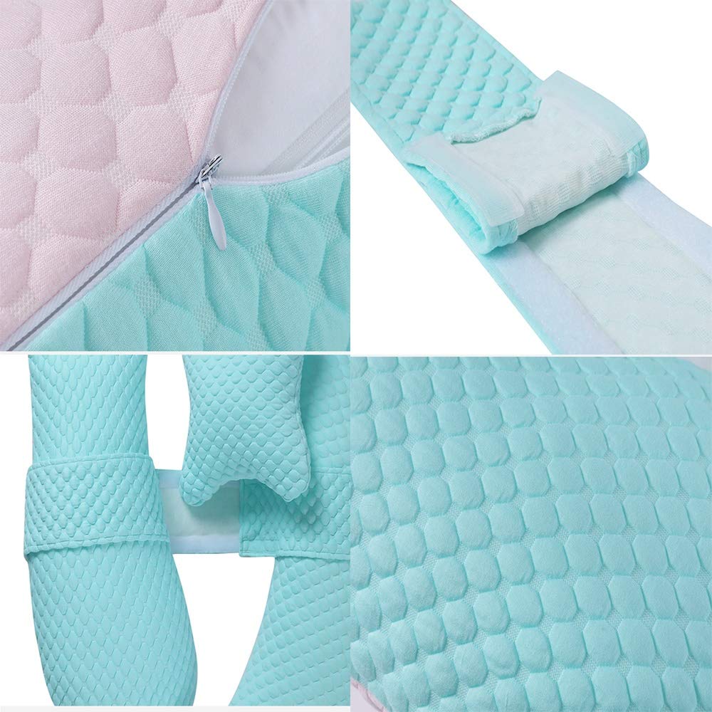 **Pregnancy Body Pillow with Adjustable Belt - Maternity Support for Back, Hips, Legs & Belly - Detachable & Washable Cotton Cover - Ideal for Sleeping, Nursing & Comfort During Pregnancy**