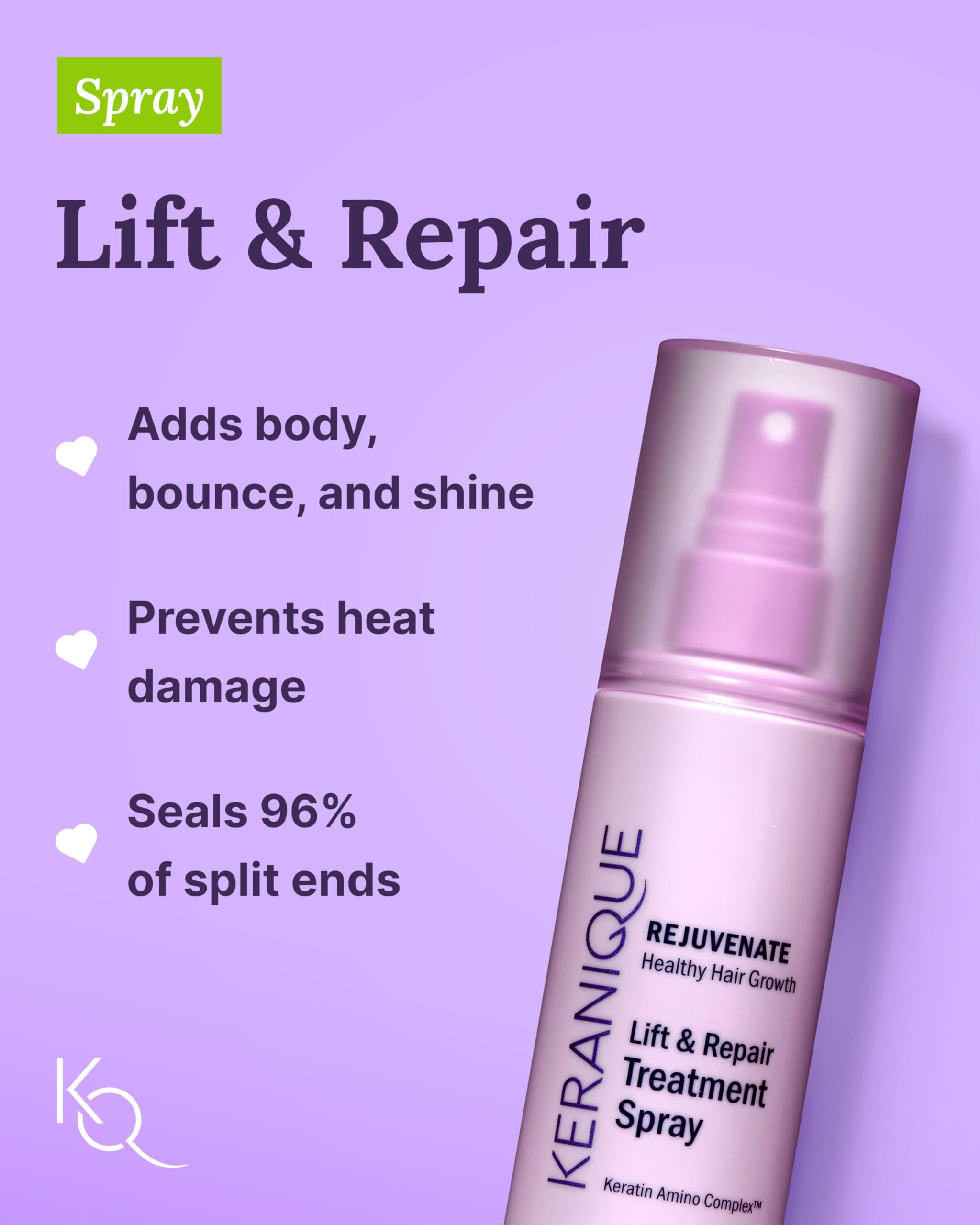 Keranique Damage Control Hair Care Set for Thinning Hair - Repair Shampoo & Conditioner for Damaged Hair, Follicle Booster Serum & Lift Repair Spray - Keratin Enriched Treatment for Women with Dry, Thin Hair - Perfect for Daily Hair Restoration & Volume Boost