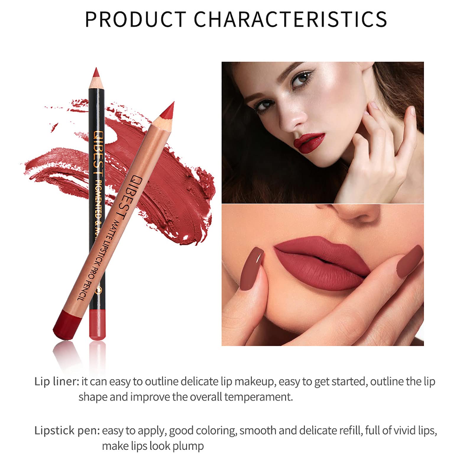 Mllkcao 3-in-1 Lipstick Pen & Lip Liner Set - Long Lasting Waterproof Moisturizing Makeup Kit for Women (Lipstick, Eyeliner, Eyebrow Pencil) - Perfect for Daily Makeup, Parties & Special Occasions