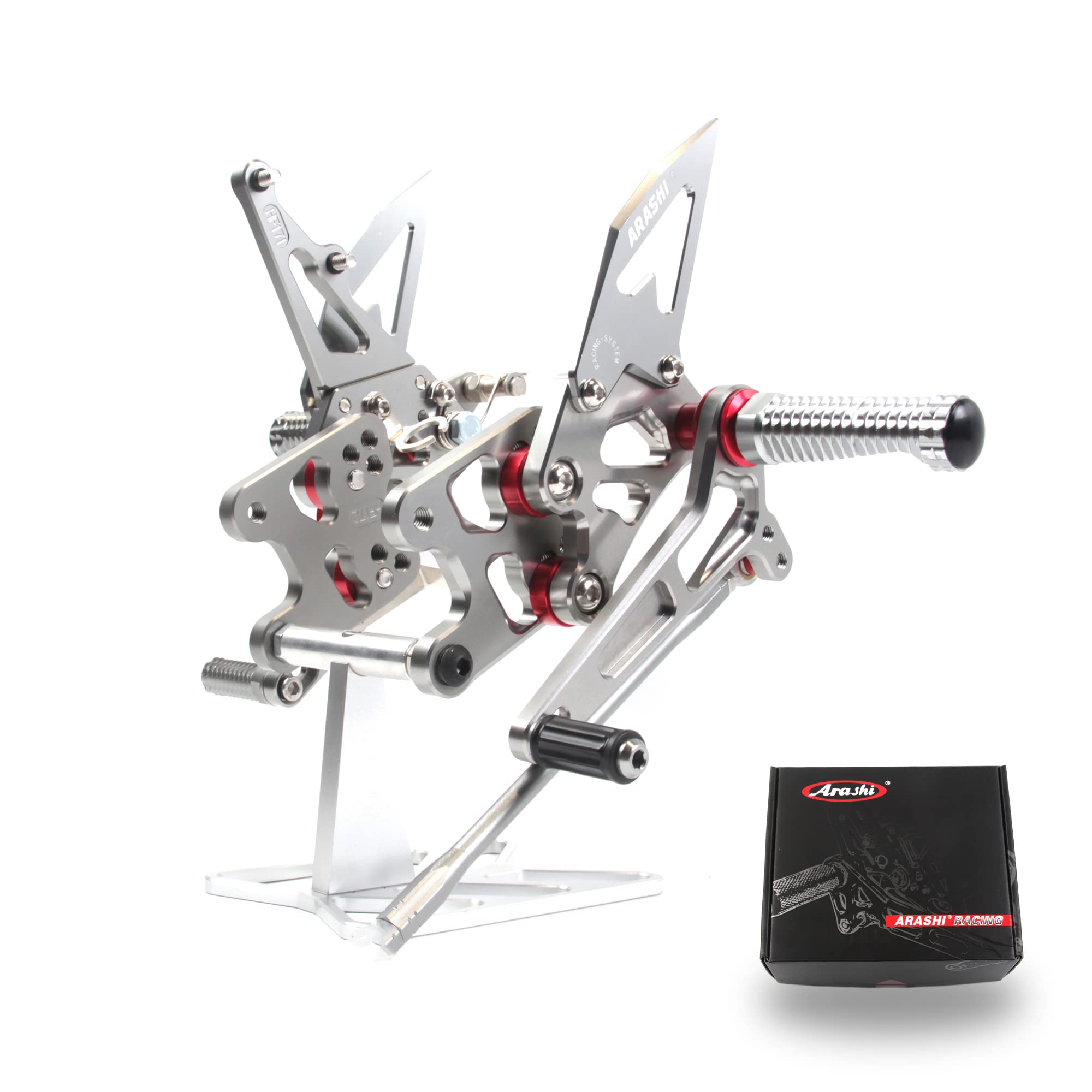 Arashi V2.0 Adjustable Rear Sets Foot Pegs for Suzuki GSXR 1000 2007-2008 | Motorcycle Racing Footrests | GSX-R1000 Accessories | Gray | Track & Street Performance Upgrade