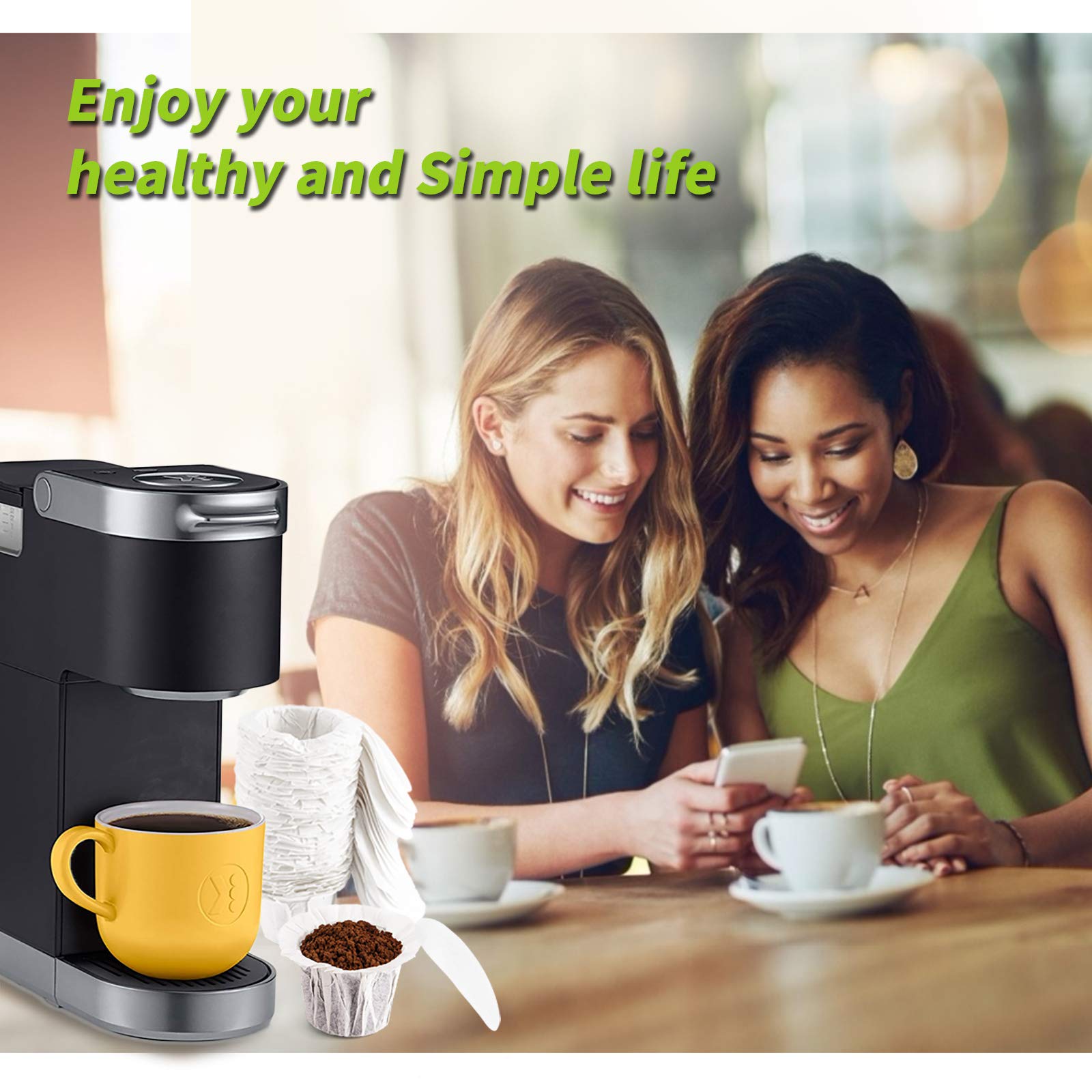 Disposable K Cup Coffee Paper Filters with Lid - 100 Pack, Compatible with All Keurig Single Serve Coffee Makers & Reusable K Cups | Perfect for Home, Office, and Travel Use