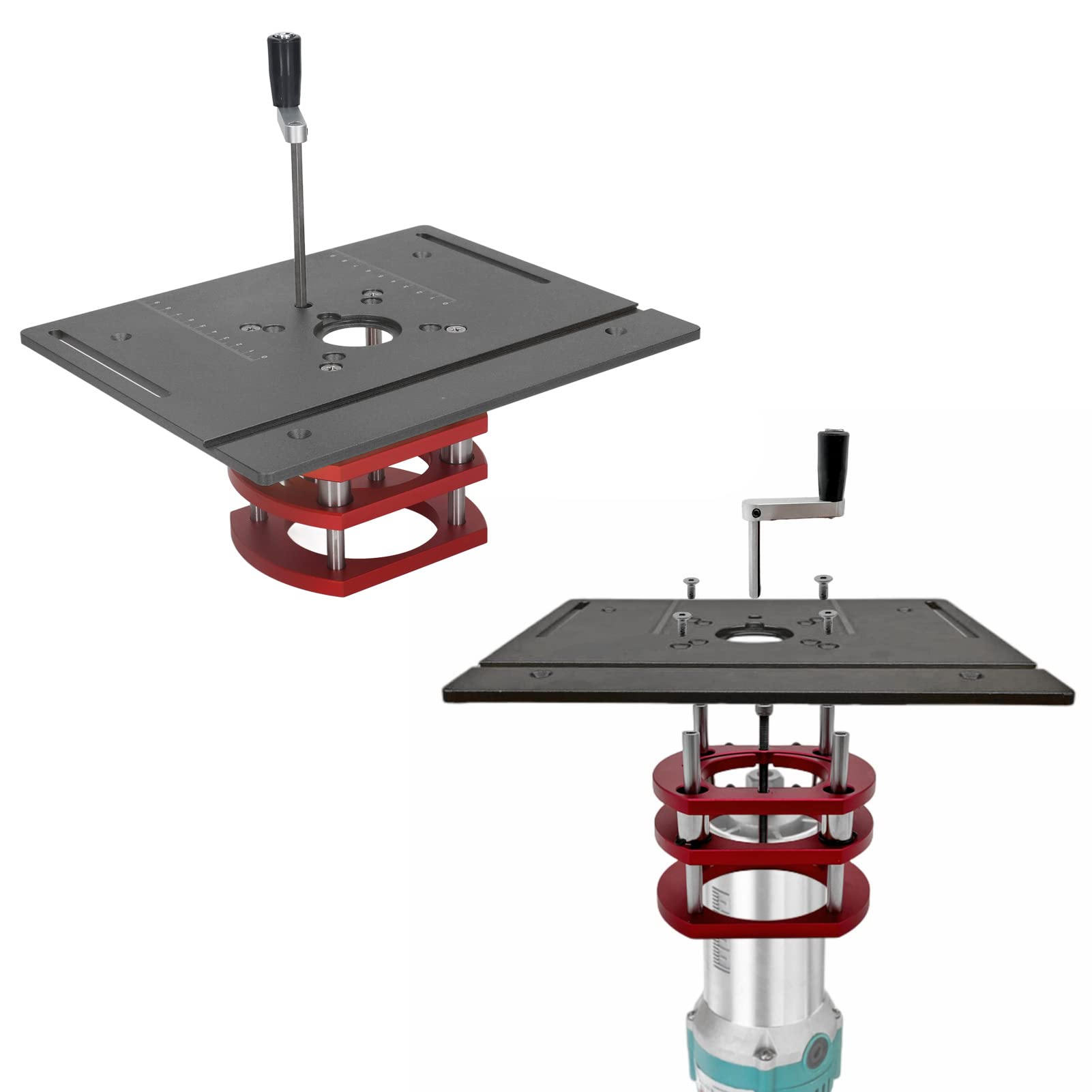 High Precision Router System Kit - Manual Lifting Router Table with Saw Insert Base Plate for Woodworking, Slotting & Trimming | Perfect for DIY Projects, Cabinet Making & Small Wood Crafts
