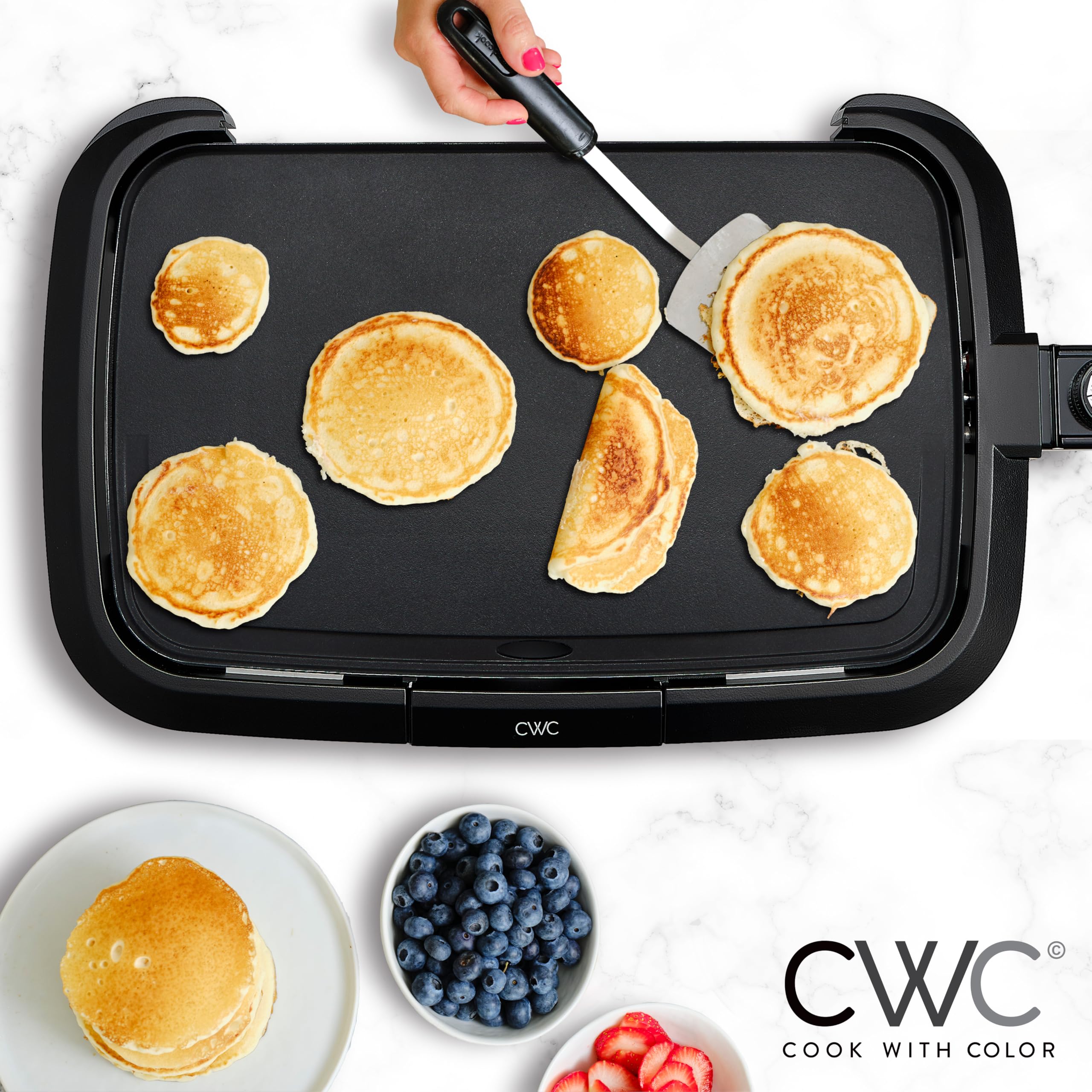 1200W Electric Griddle with Nonstick Surface - Perfect for Pancakes, Burgers, Eggs & More | Adjustable Temperature Control & Slide-Out Drip Tray | 10