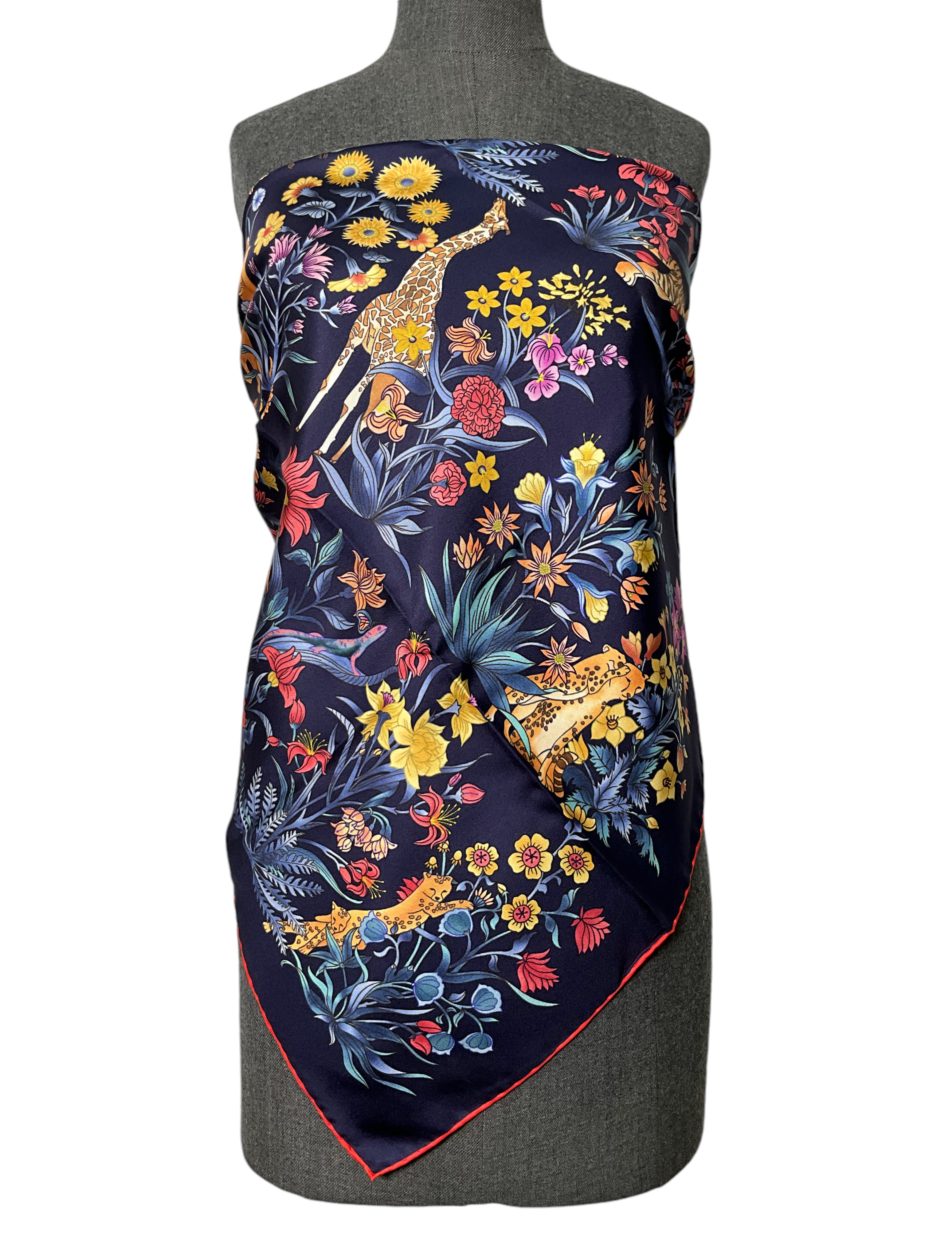 Salvatore Ferragamo Floral Jungle Print Silk Scarf - Luxury Fashion Accessory for Women, Perfect for Office, Travel & Special Occasions