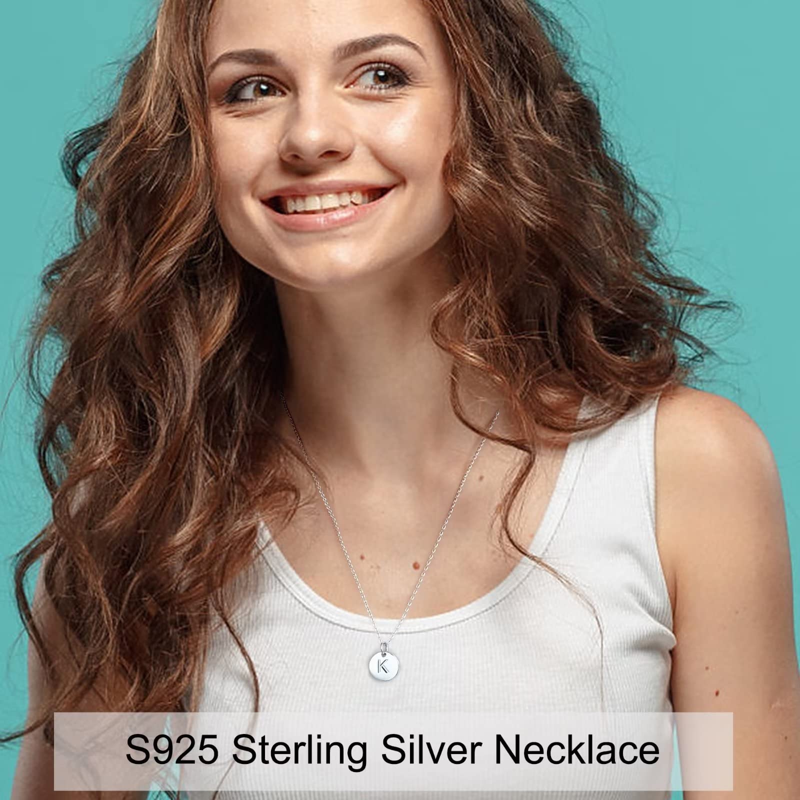 Sterling Silver Initial Necklace for Women & Girls - S925 Double Sided Engraved Letter Pendant, Dainty Hammered Disc Jewelry | Perfect Birthday Gift for Teens, Elegant Everyday Wear & Special Occasions