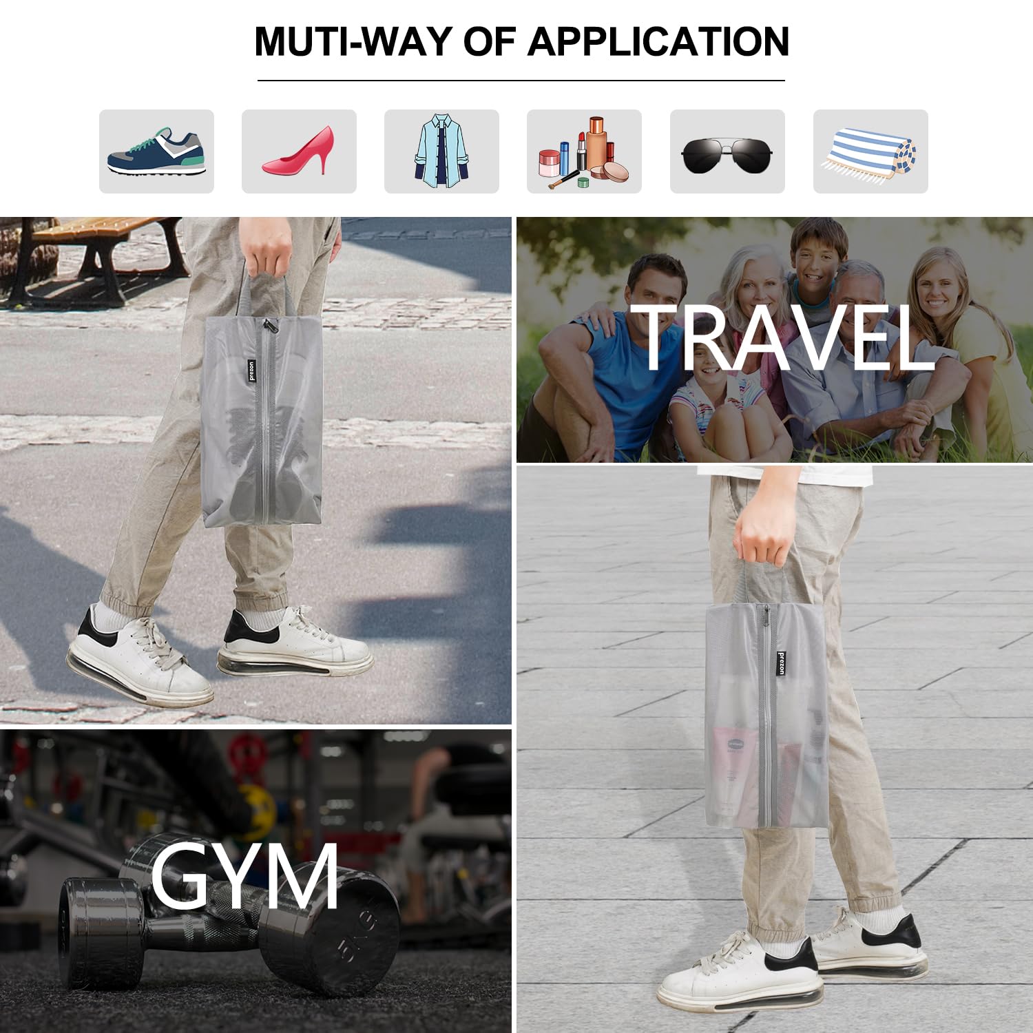 Waterproof Travel Shoe Bags - Durable TPU Mesh with YKK Zipper | Unisex Shoe Organizer for Gym, Office & Vacation | Compact Shoe Storage Pouch for Suitcase & Home Closet