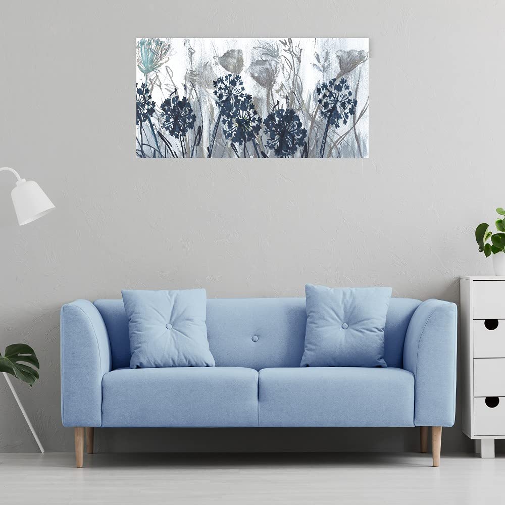 Indigo Field Fine Art Canvas Wall Decor by Susan Jill - 50x26 Inch Ready to Hang Painting for Living Room, Bedroom, Office & More - Modern Abstract Landscape Artwork for Home & Commercial Spaces