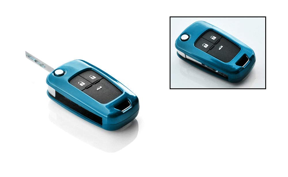 Glossy Blue Smart Key Fob Shell Cover Replacement for Chevrolet GMC - Exact Fit for 3 4 5 Buttons - Durable Protection & Stylish Upgrade for Car Keys