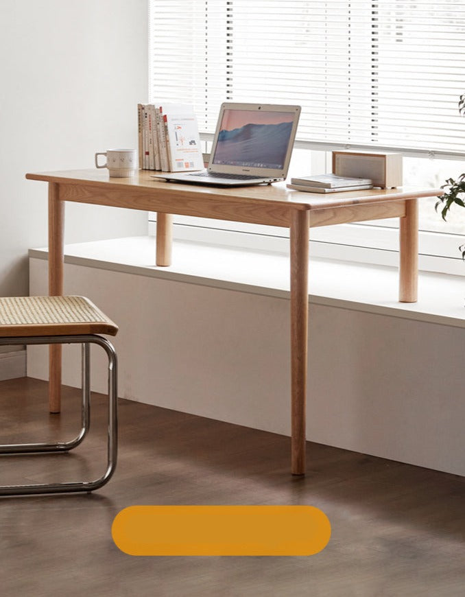 Premium Oak Solid Wood Office Desk - Bay Window Writing Desk for Home & Workspace - Perfect for Study, Work, and Home Office Use