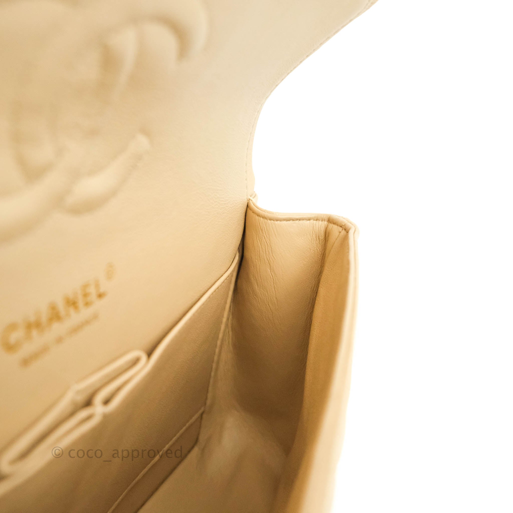 Chanel Classic Medium Double Flap Bag in Beige Caviar Leather with Gold Hardware - Luxury Designer Handbag for Women, Perfect for Work, Evening Events & Special Occasions