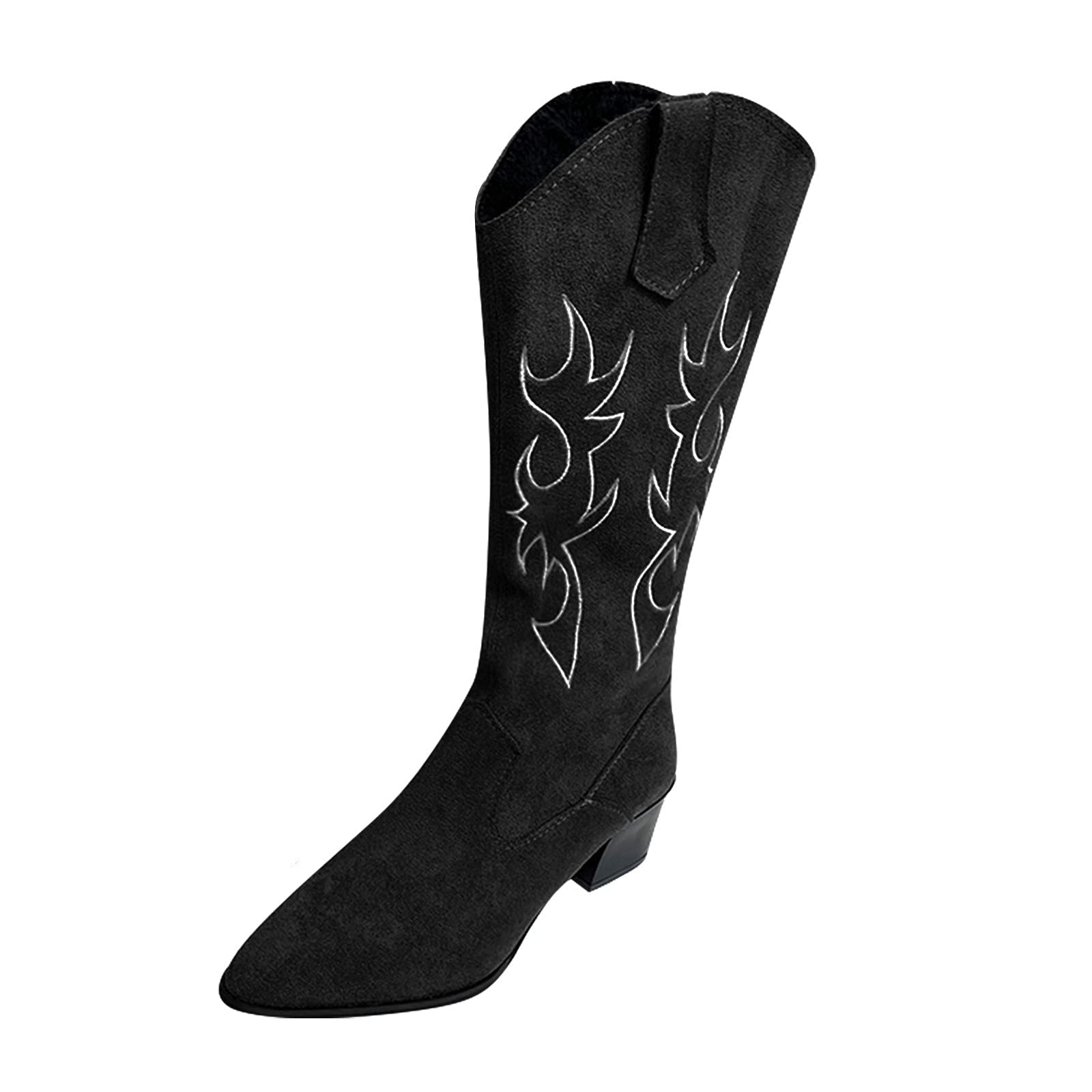 Women's Cowgirl Boots - Vintage Western Ankle Booties with Chunky Block Heel & Embroidery Square Toe | Perfect for Country Dancing, Rodeo Events & Casual Outfits