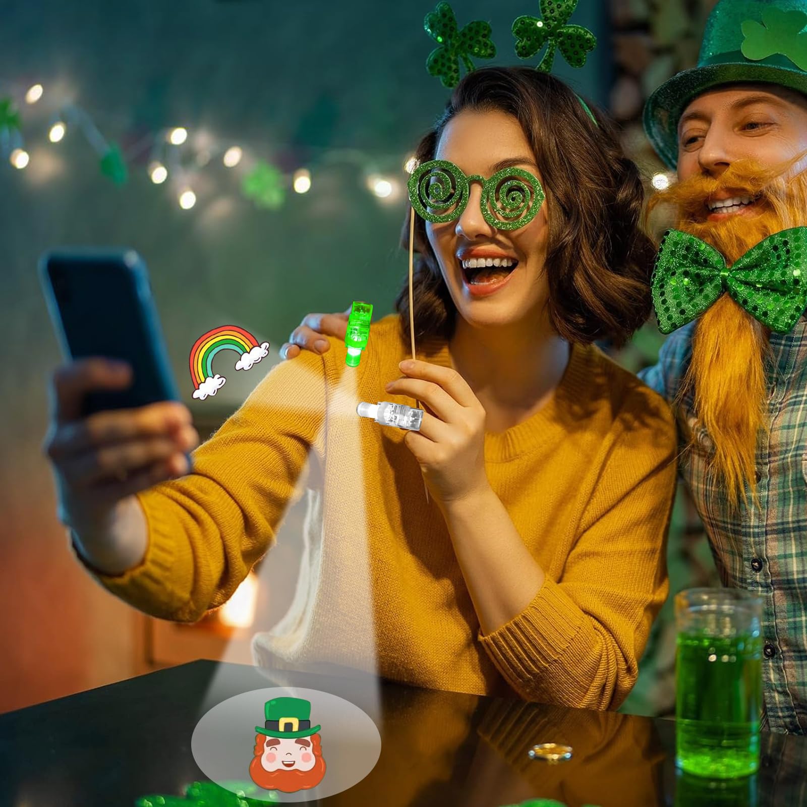 28 Pack LED Finger Lights - Glow in the Dark Party Favors for St. Patrick's Day, Carnival & Night Events - Fun Light Up Toys for Kids & Adults - Perfect for Festivals, Raves, Concerts & Birthday Parties