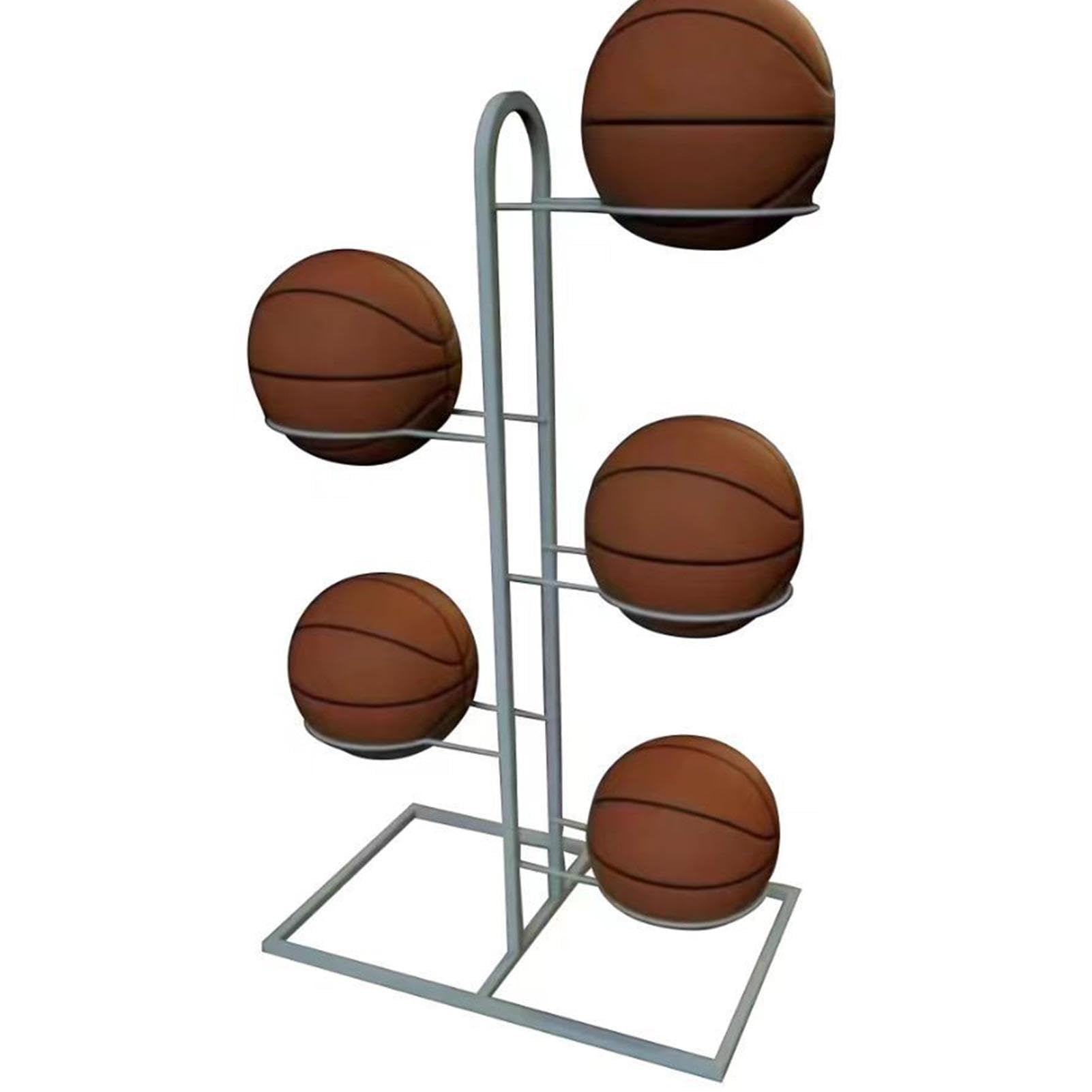 5-Tier Vertical Basketball Storage Rack - Multi-Functional Sports Ball Organizer Stand for Volleyball & Basketball - Perfect for Home, Gym, and Sports Equipment Organization