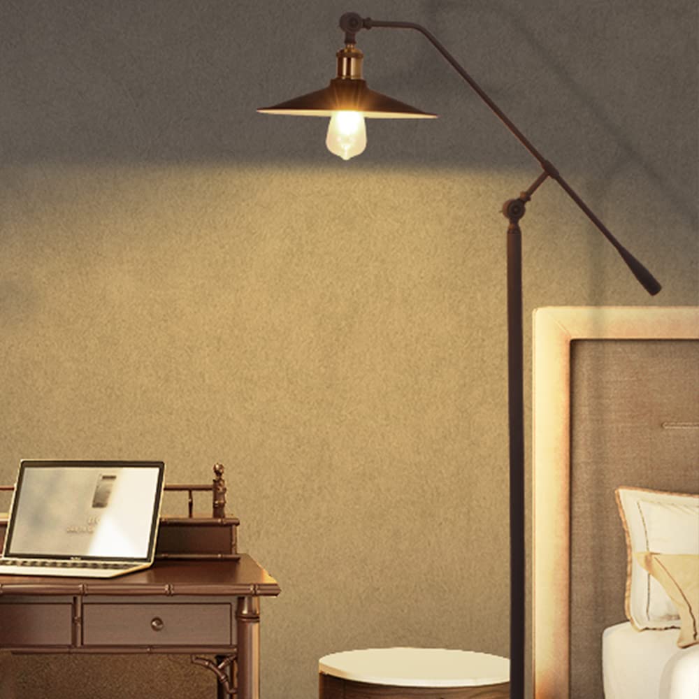 Industrial Farmhouse Floor Lamp - Adjustable Gooseneck Design, Foldable Piano Light, E26/E27 Base (60W Max) for Bedroom, Living Room & Study - Perfect for Reading, Fishing & Photo Backdrops