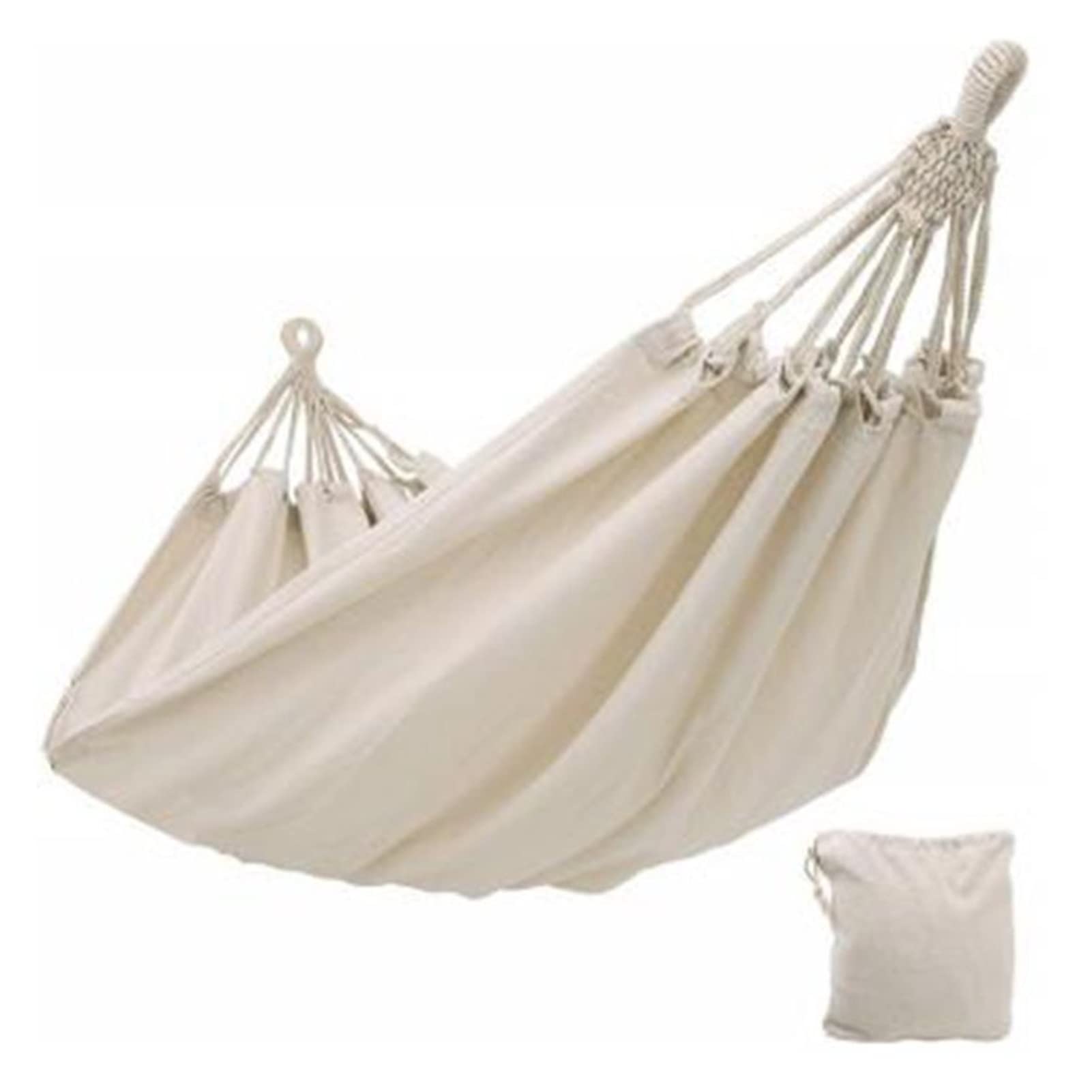 Double Hammock with Rollover Prevention - 200x150cm Outdoor Camping Hanging Swing Bed for Patio, Travel & Hiking - Durable Canvas Hammock for Backyard, Beach & Adventure