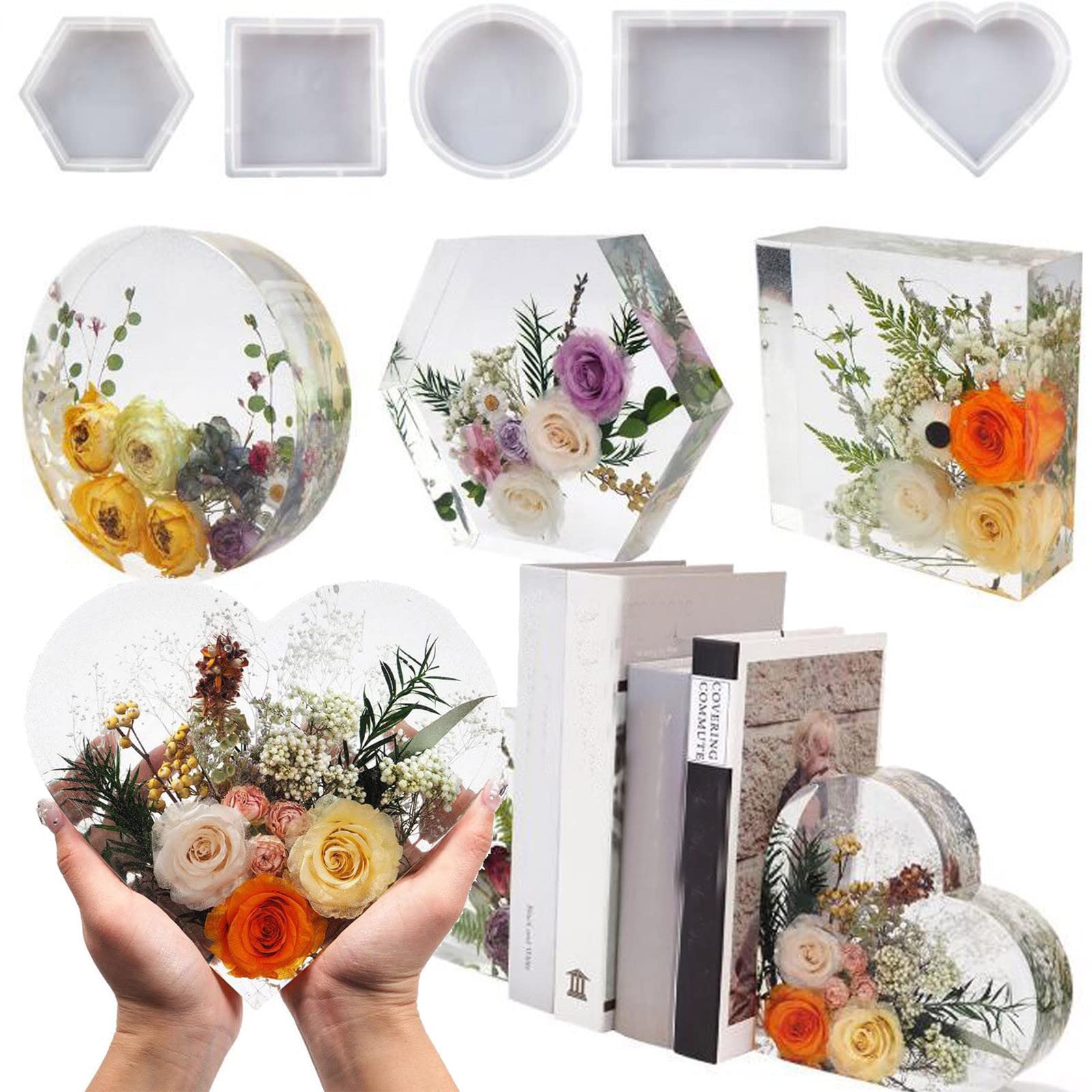 Resin Bookend Molds - Heart Shaped Silicone Molds for Epoxy Flower Preservation & Large Casting | DIY Home Office Decor, Desktop Organizer, Unique Gift Idea | Perfect for Book Lovers, Crafters & Home Decor Enthusiasts