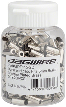 Jagwire 5mm Open Pre-Crimped End Caps - Chrome Plated (Pack of 200) | Bike Cable Housing Tips for Road & Mountain Bikes