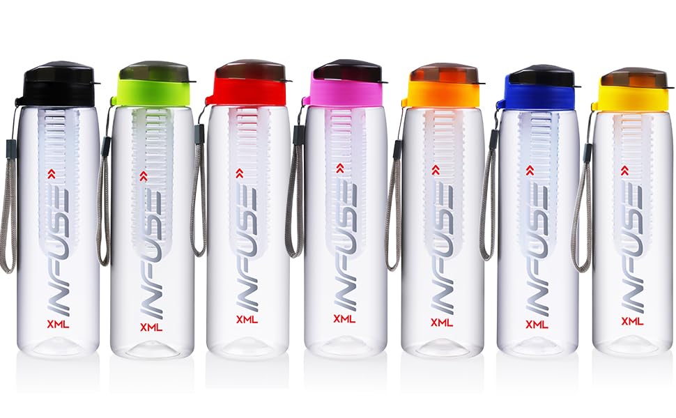 XML Fruit Infuser Water Bottle 850ml - Leakproof Detox Bottle with Removable Infuser Chamber for Gym, Office & Travel | BPA-Free Plastic Water Bottle for Infused Water, Tea & Healthy Drinks | Perfect for Hydration, Weight Loss & Fitness