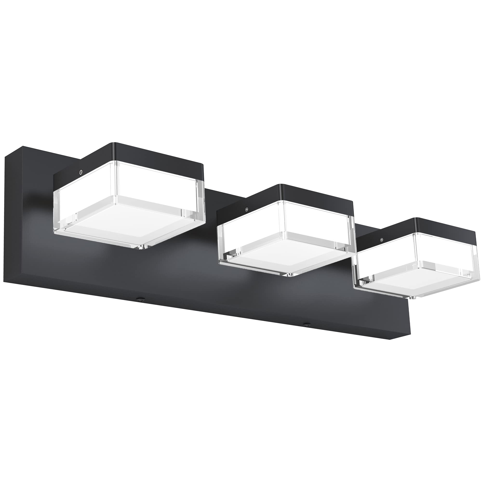 Dimmable Modern Black Bathroom Vanity Light Fixture - 3-Light LED Mirror Lighting for Bathroom, Bedroom & Dressing Room | Energy-Efficient & Adjustable Brightness