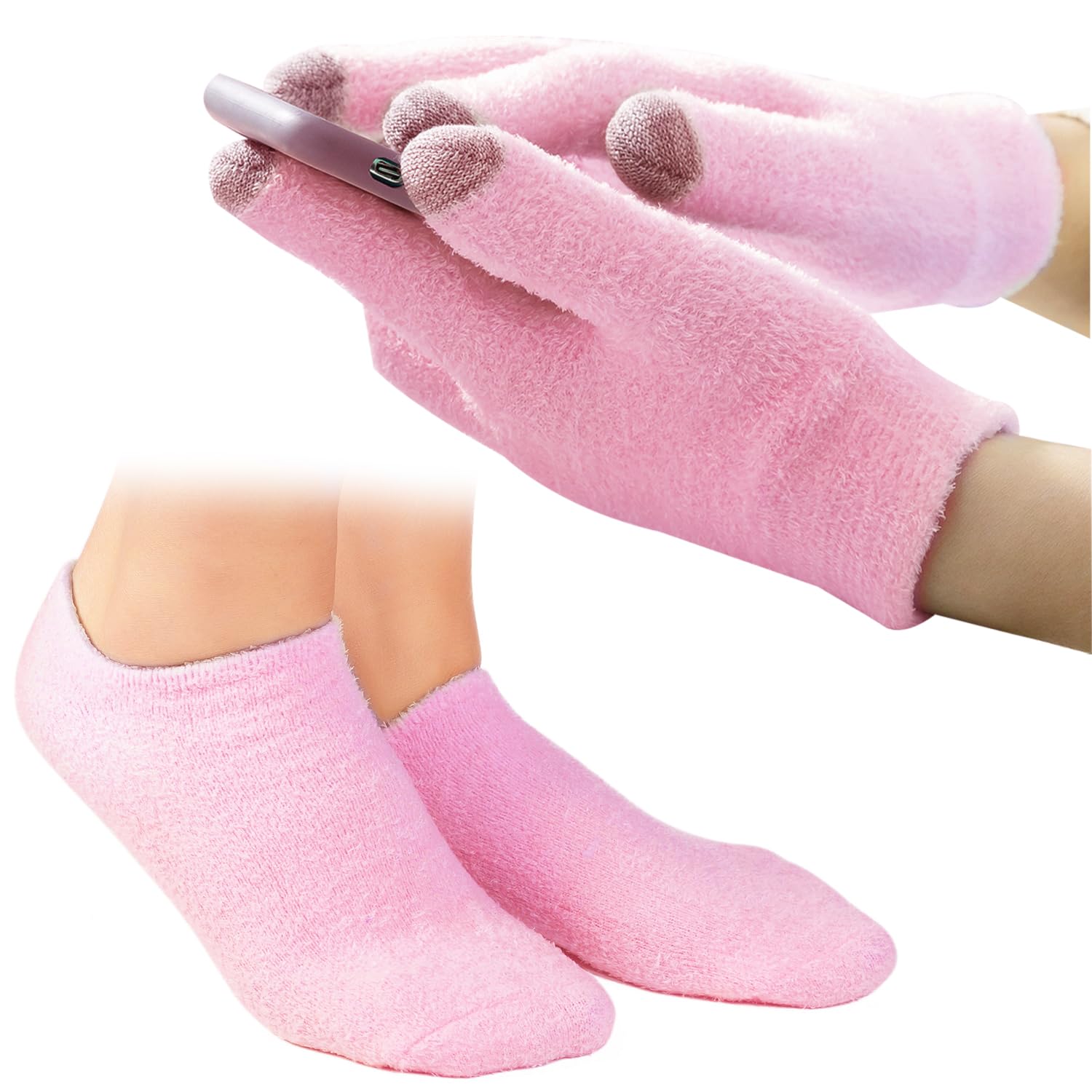 4PCS Moisturizing Gloves & Socks for Dry Cracked Skin - Spa Therapy for Hands & Feet Care at Home