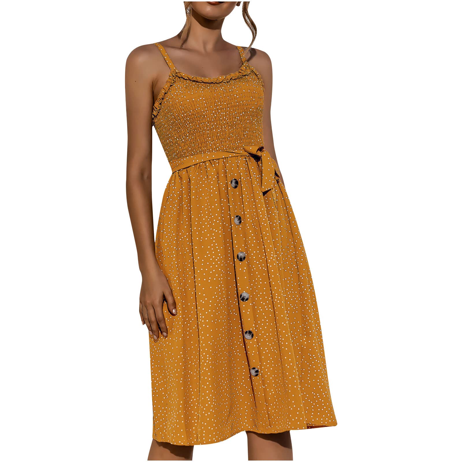 Bohemian Summer Midi Dress for Women - Floral Spaghetti Strap Sleeveless Casual Beach Dress | Perfect for Vacation, Beach Outings & Summer Festivals