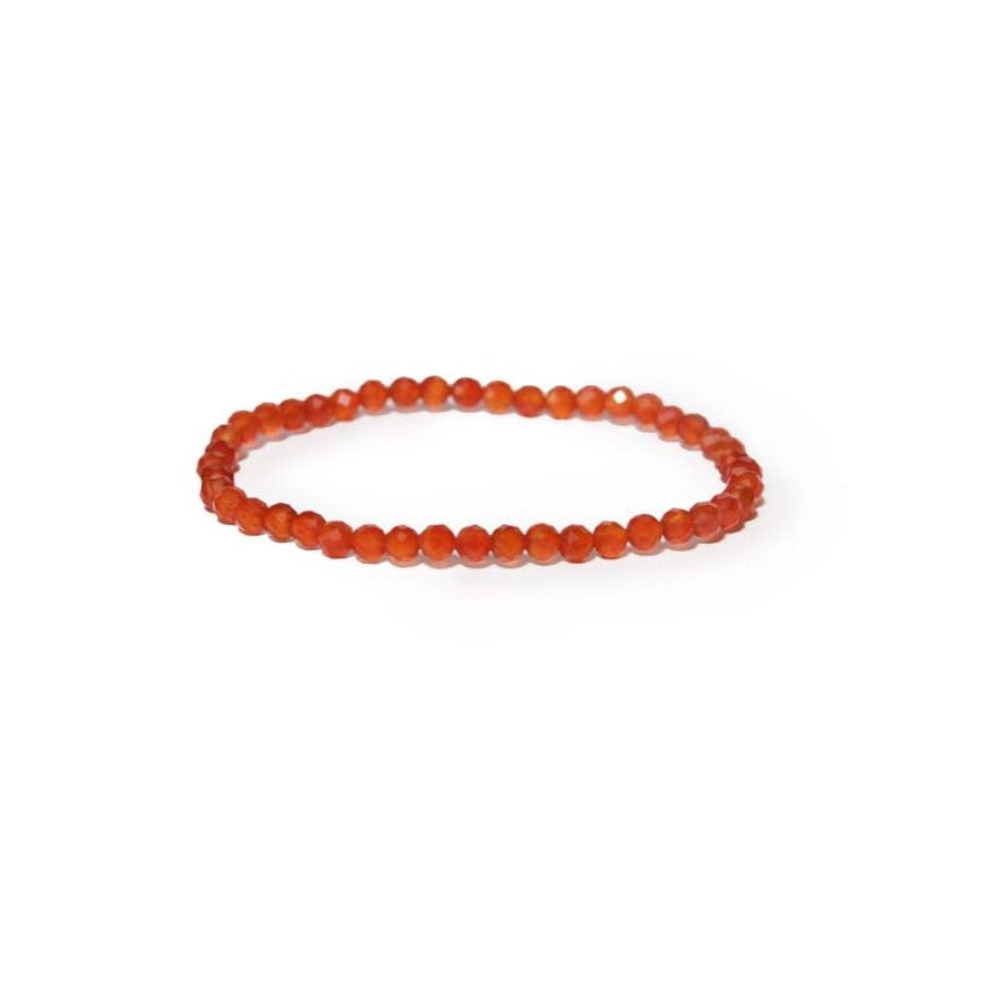Natural Carnelian Faceted Bead Stretch Bracelet for Women - Healing Crystal Jewelry for Energy, Confidence & Success - Perfect for Yoga, Meditation & Everyday Wear